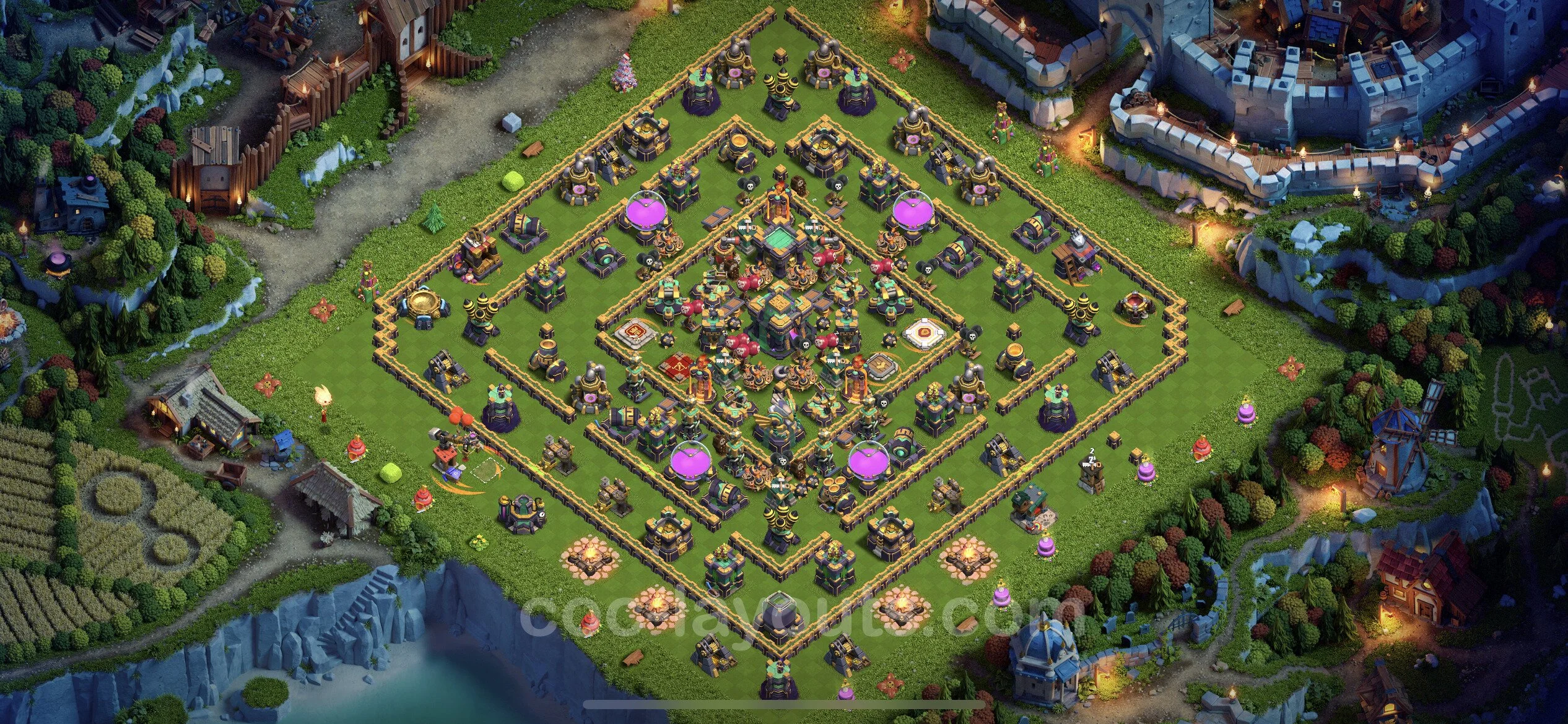 Anti 2 Stars Base TH14 with Link, Hybrid - best plan / layout / design - Clash of Clans - (#50) — रक्षा TH14