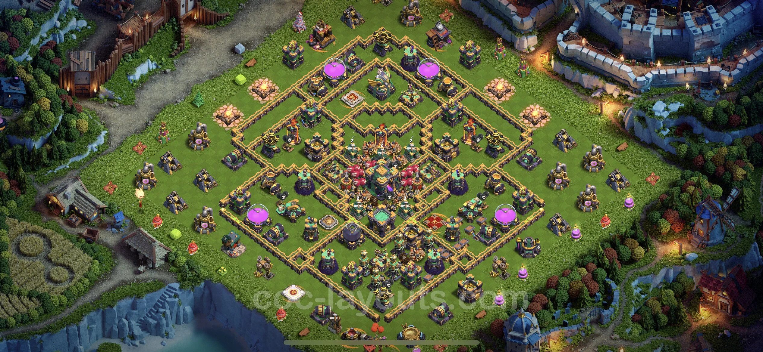 Anti 3 Stars Base TH14 with Link, Hybrid - best plan / layout / design - Clash of Clans - (#52) — Защита TH14