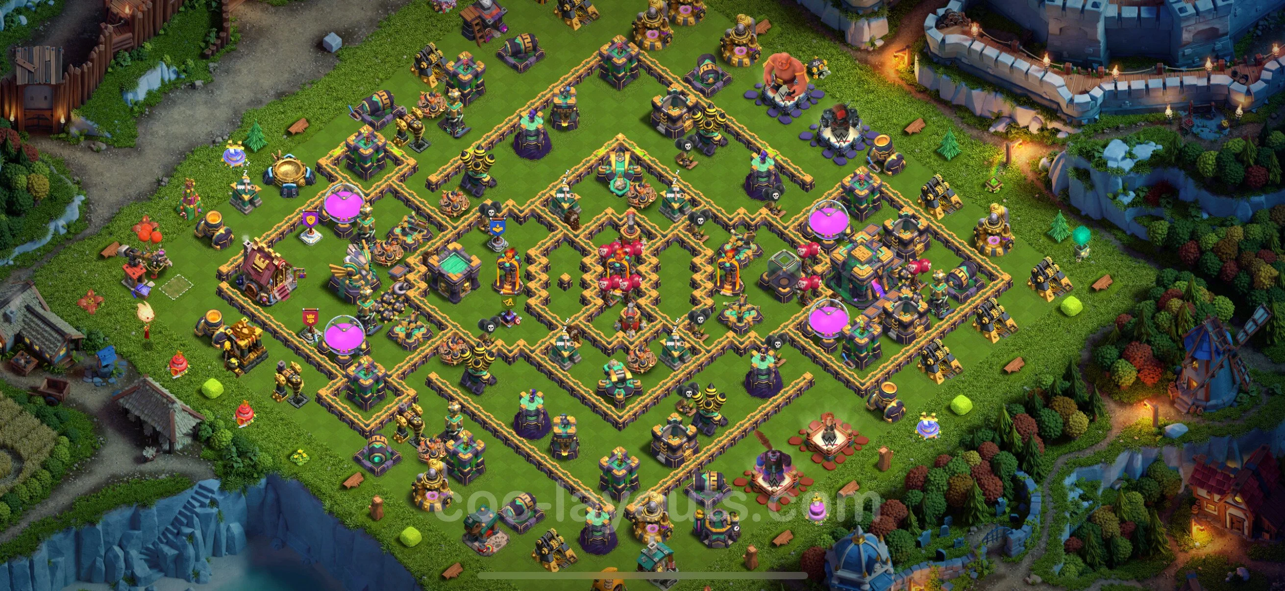Top Base TH14 with Link, Hybrid - Anti Everything Defence Plan - Clash of Clans - (#53) — Verteidigung TH14