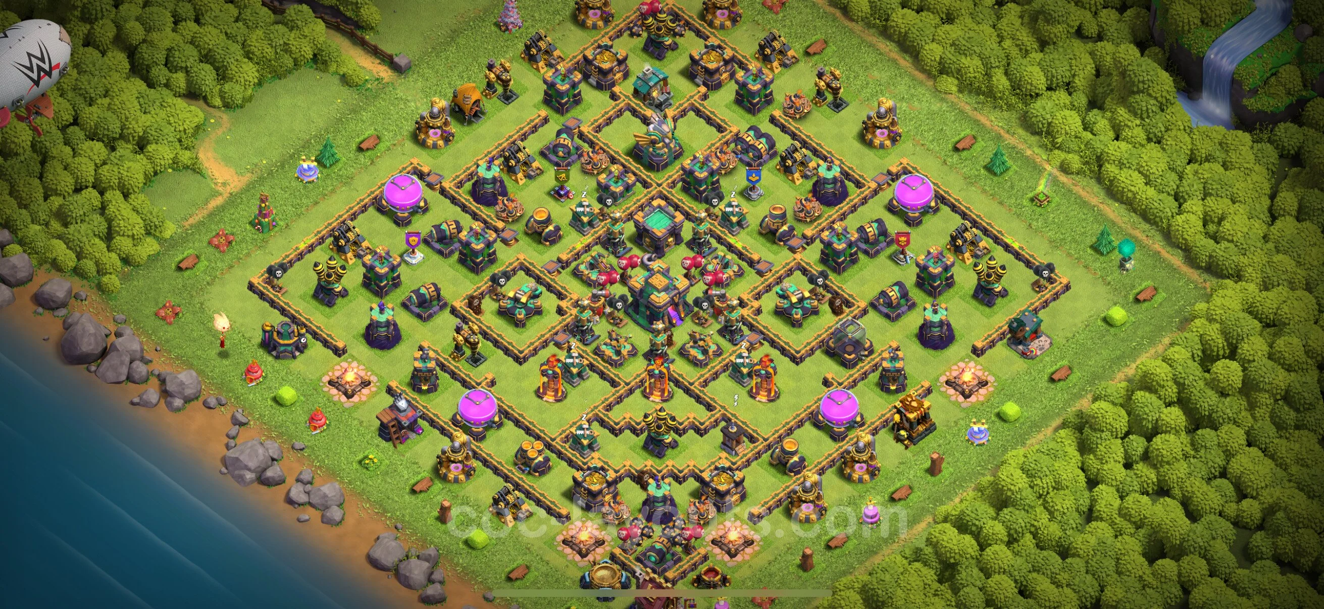 Anti 2 Stars Base TH14 with Link, Hybrid - best plan / layout / design - Clash of Clans - (#59) — Verdediging TH14