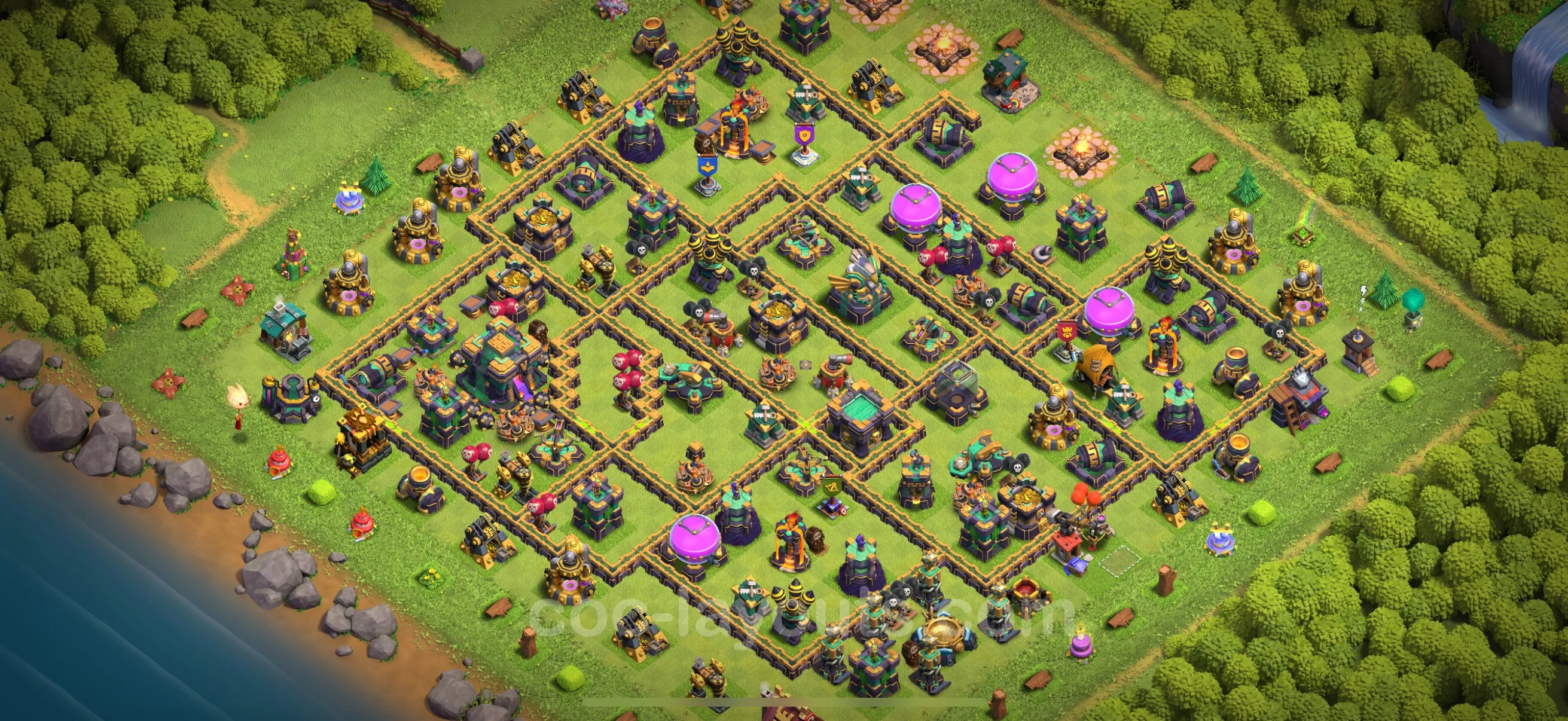 Anti 3 Stars Base TH14 with Link, Hybrid - best plan / layout / design - Clash of Clans - (#60) — 防御 TH14