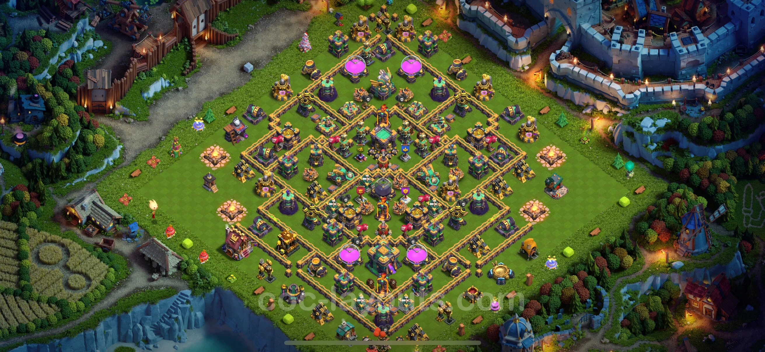 Top Base TH14 with Link, Hybrid - Anti Everything Defence Plan - Clash of Clans - (#62) — Defense TH14