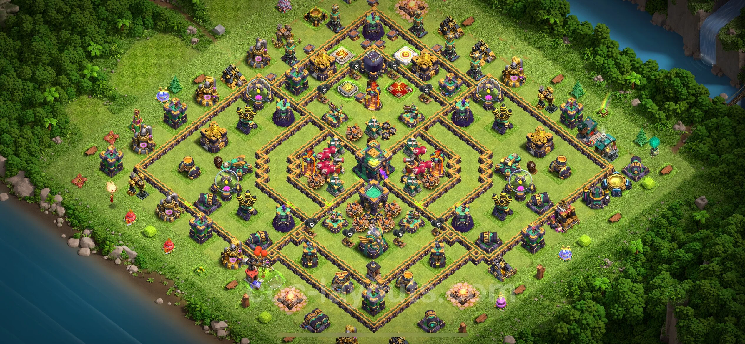 Anti 2 Stars Base TH14 with Link, Hybrid - best plan / layout / design - Clash of Clans - (#63) — Verdediging TH14