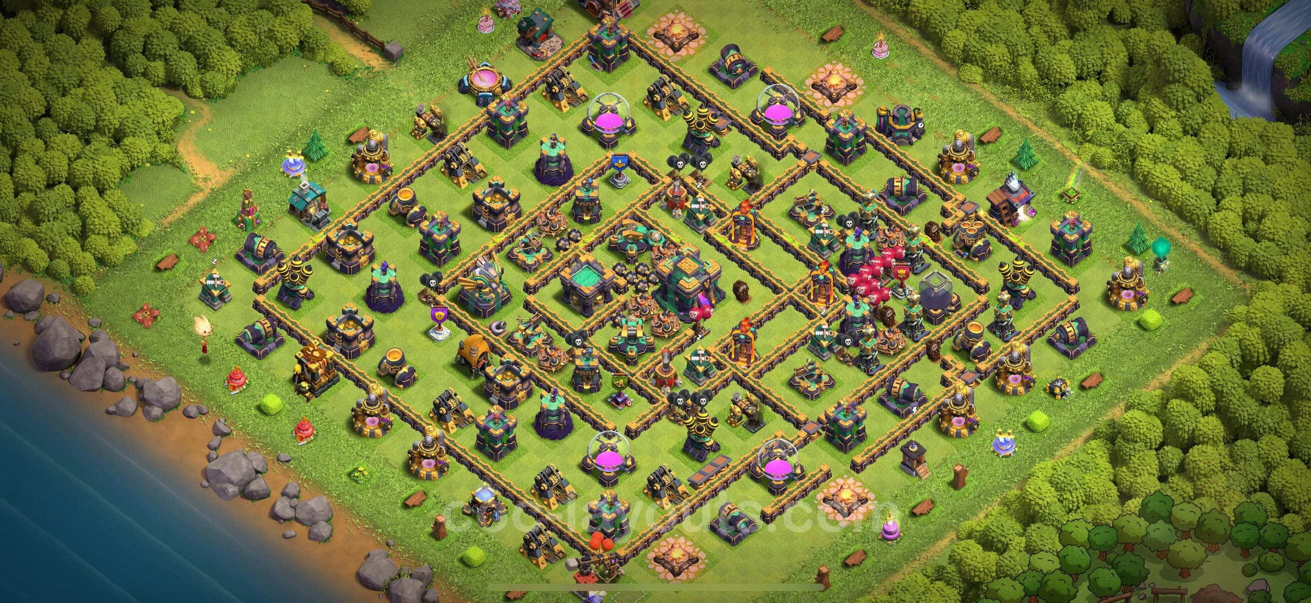 Base TH14 with Link, Hybrid Max Levels - defence plan / layout / design - Clash of Clans - (#72) — Obrona TH14