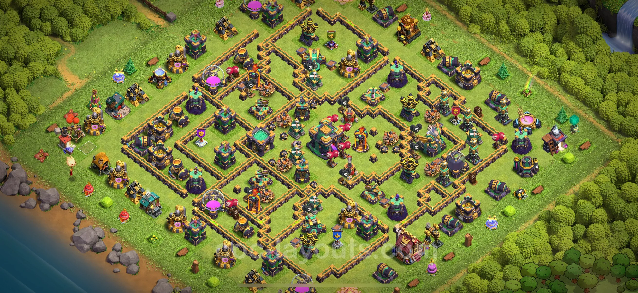 Top Base TH14 with Link - Anti P.E.K.K.A / Golem Defence Plan - Clash of Clans - (#73) — Захист TH14