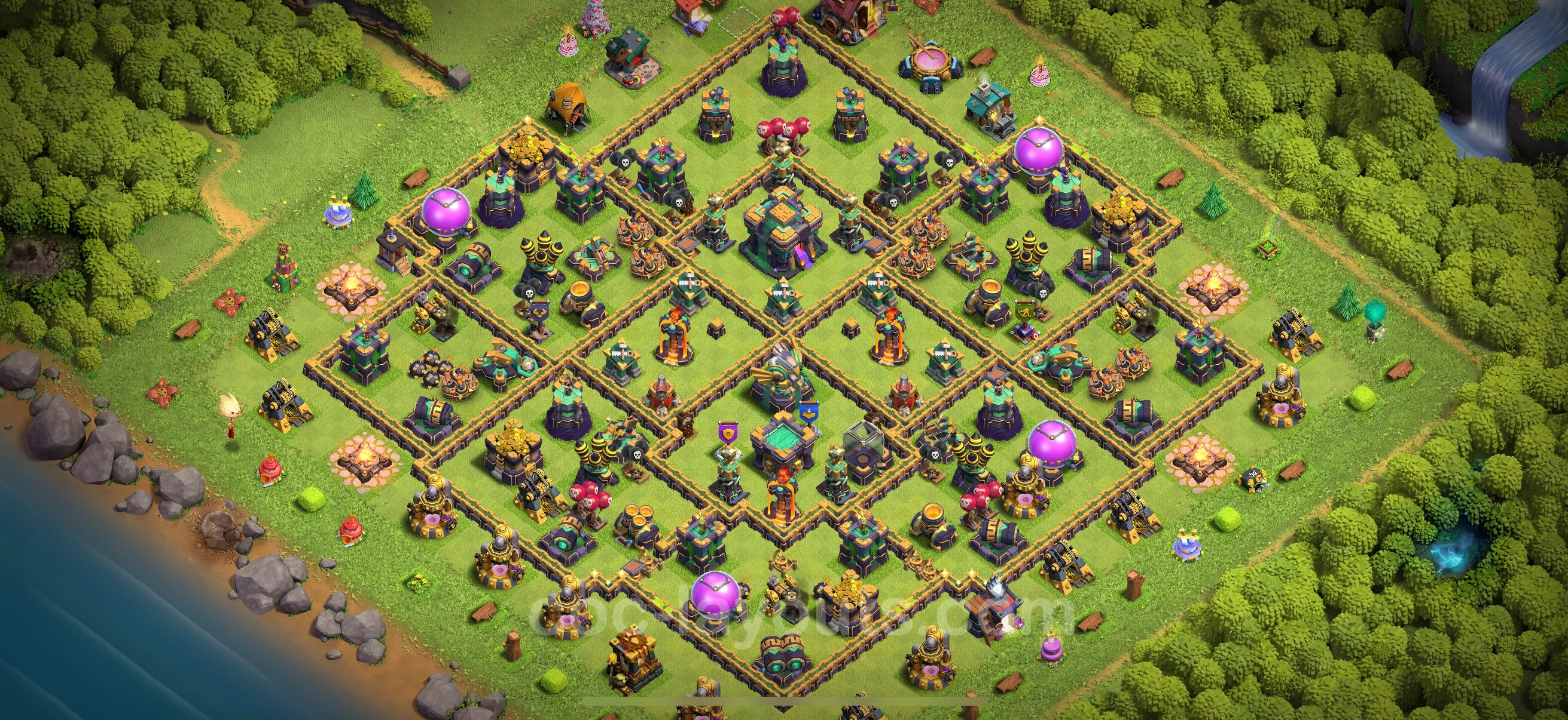 Anti 3 Stars Base TH14 with Link, Hybrid - best plan / layout / design - Clash of Clans 2026 - (#76) — Obrona TH14