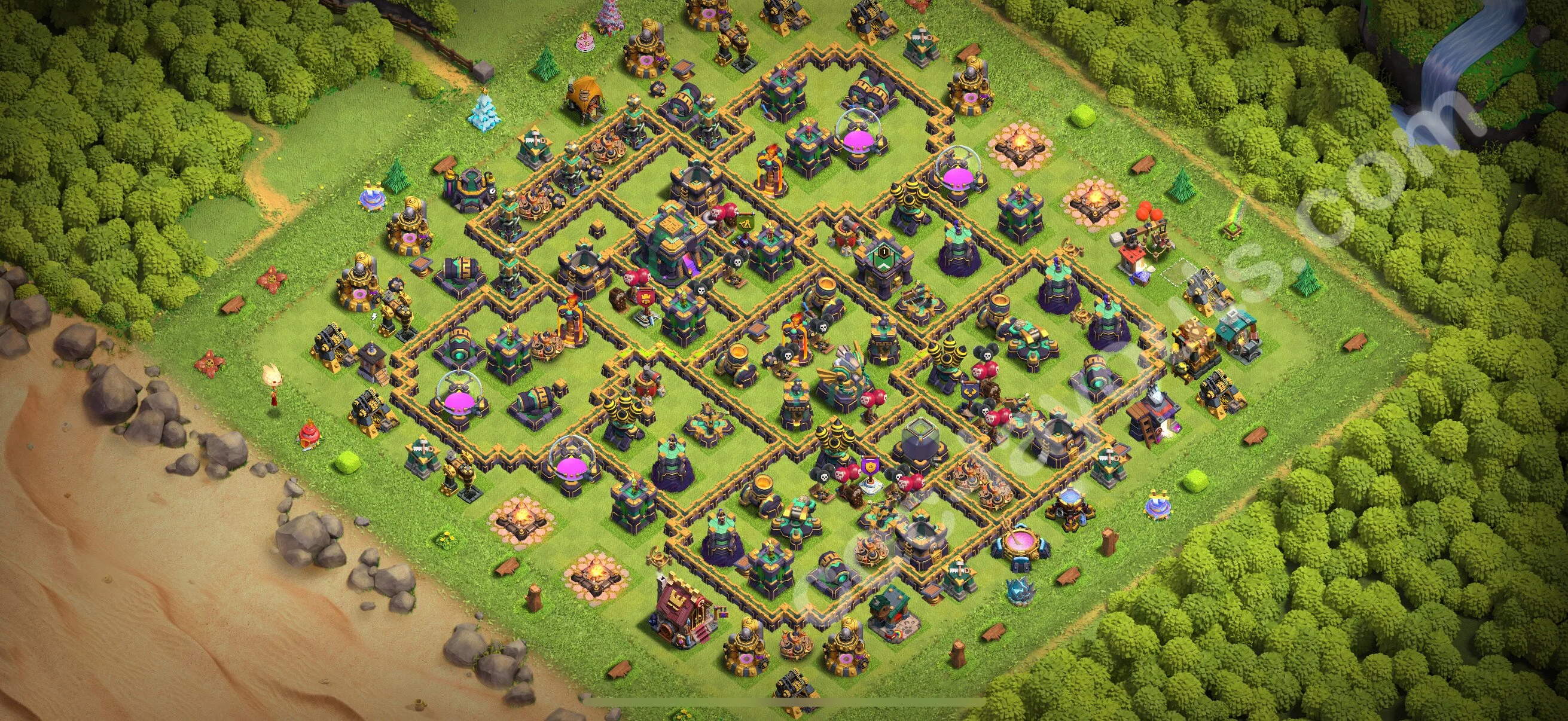 Defense (Trophy) Base TH14 with Link, Hybrid - plan / layout / design - Clash of Clans 2026 - (#78) — Obrona TH14