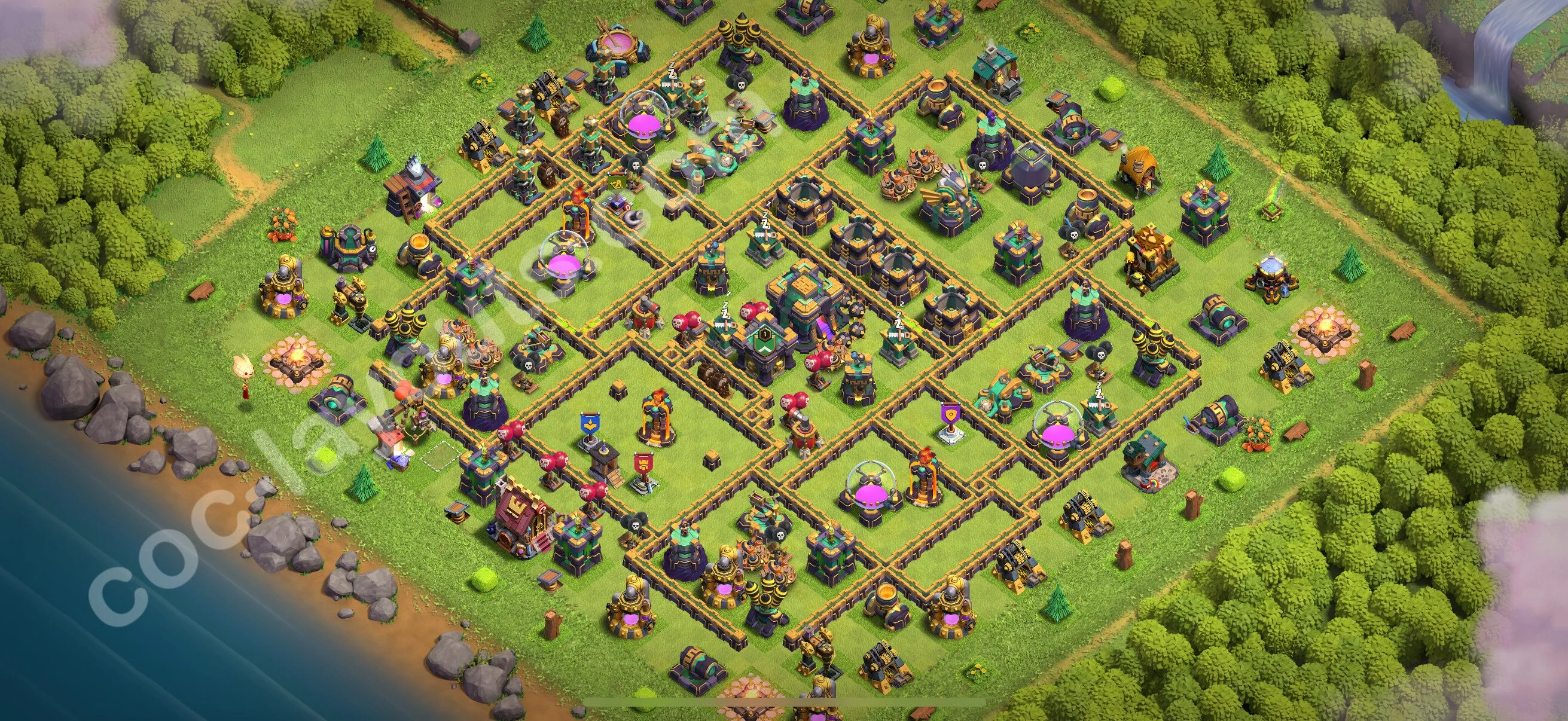 Anti 2 Stars Base TH14 with Link, Anti Air / Electro Dragon - best plan / layout / design - Clash of Clans 2026 - (#81) — Obrona TH14