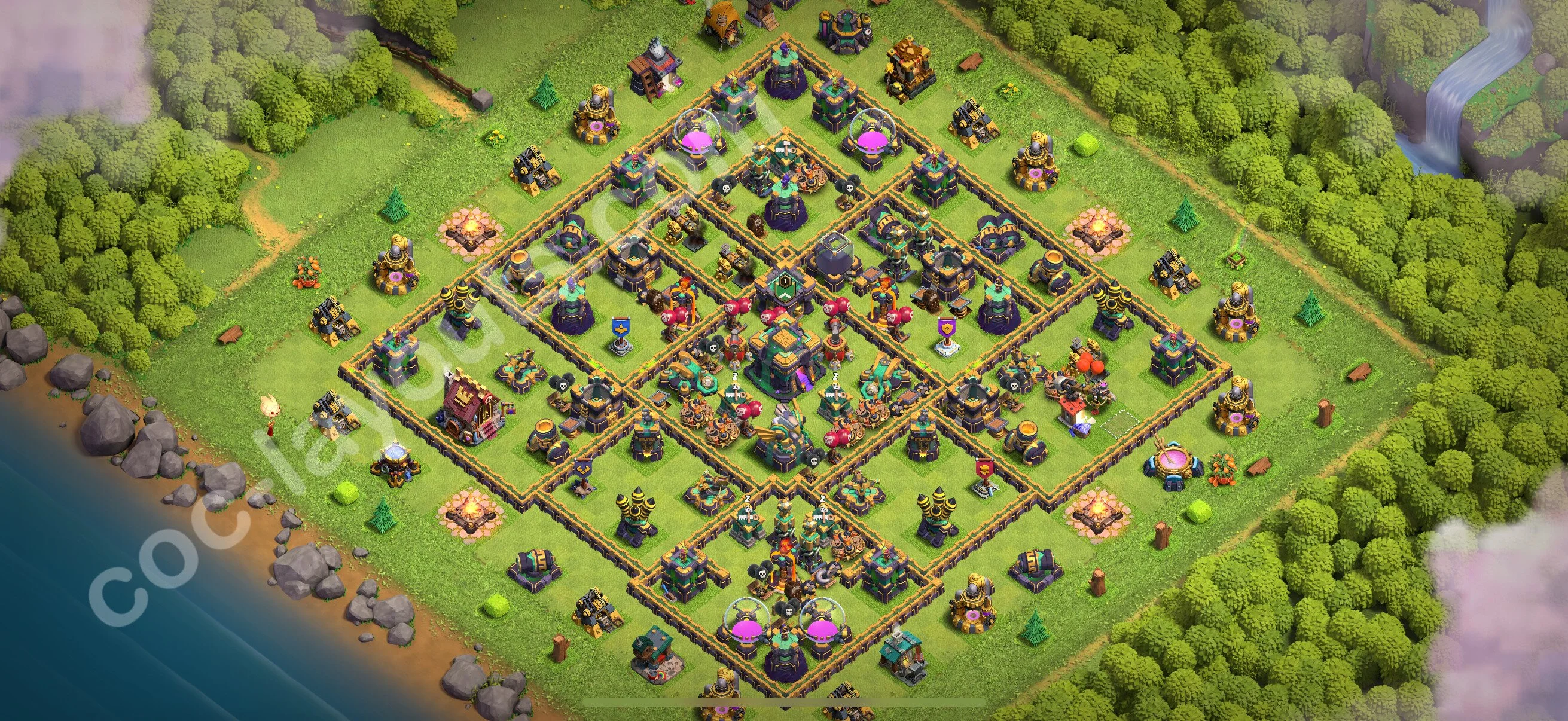 Defense (Trophy) Base TH14 with Link, Hybrid - plan / layout / design - Clash of Clans 2026 - (#85) — Defense TH14