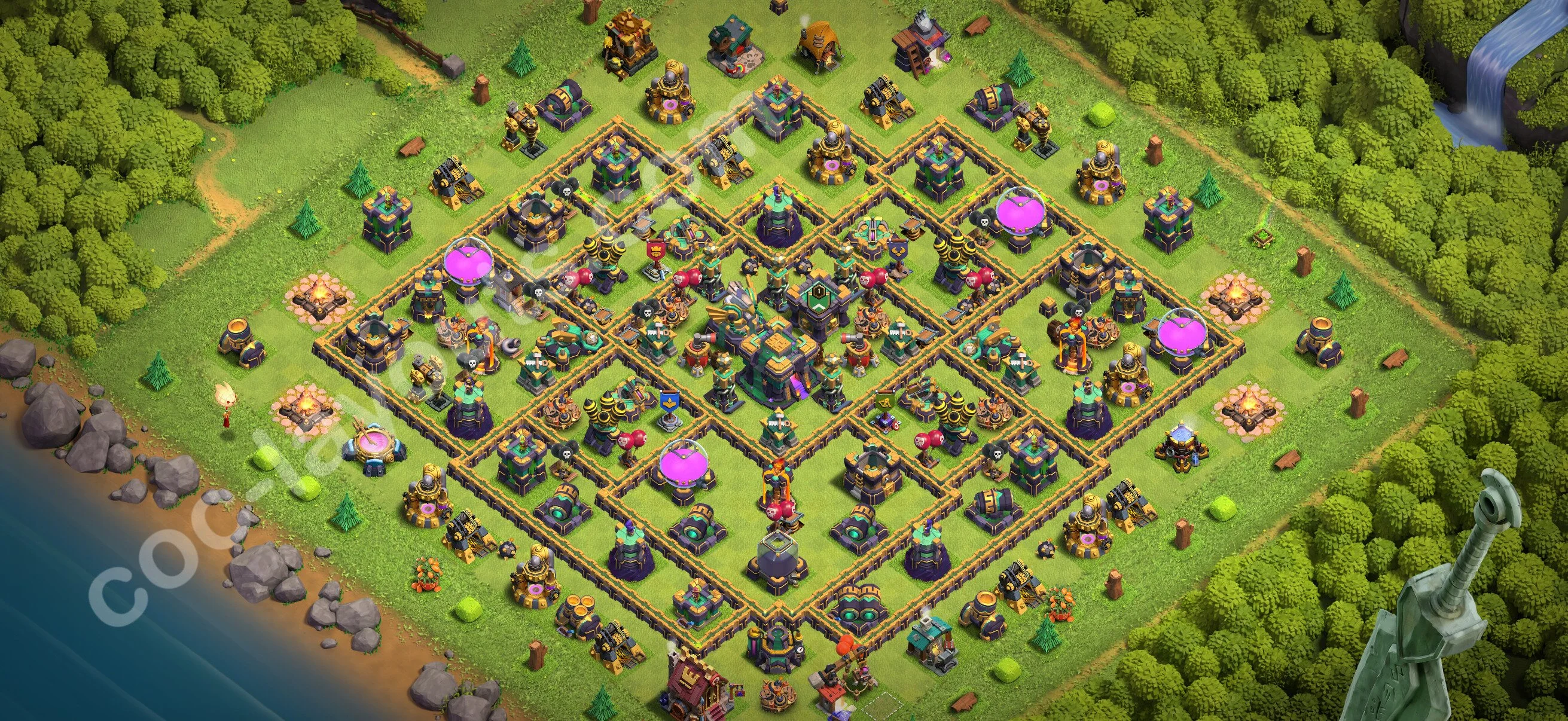 Anti 2 Stars Base TH14 with Link, Anti Everything - best plan / layout / design - Clash of Clans 2026 - (#91) — Захист TH14