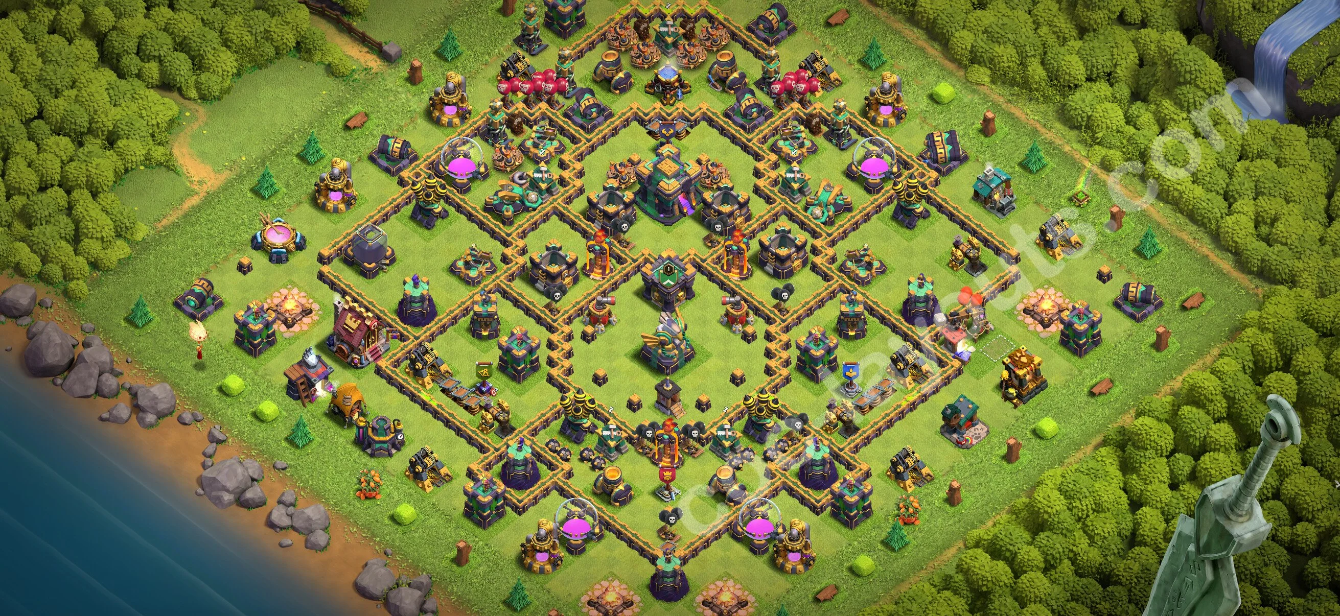 Anti 3 Stars Base TH14 with Link, Hybrid - best plan / layout / design - Clash of Clans 2026 - (#92) — Защита TH14