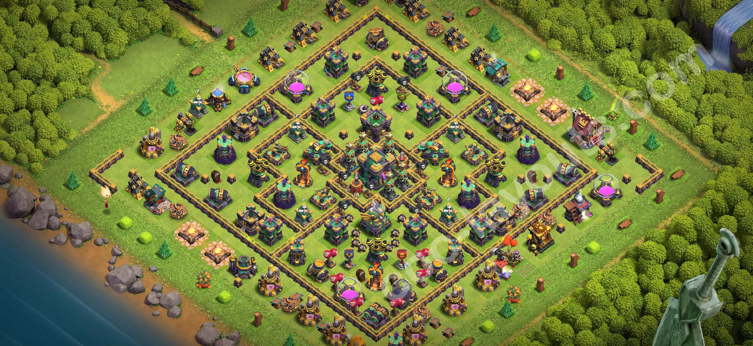Anti 3 Stars Base TH14 with Link, Anti Everything - best plan / layout / design - Clash of Clans 2026 - (#94) — Verdediging TH14