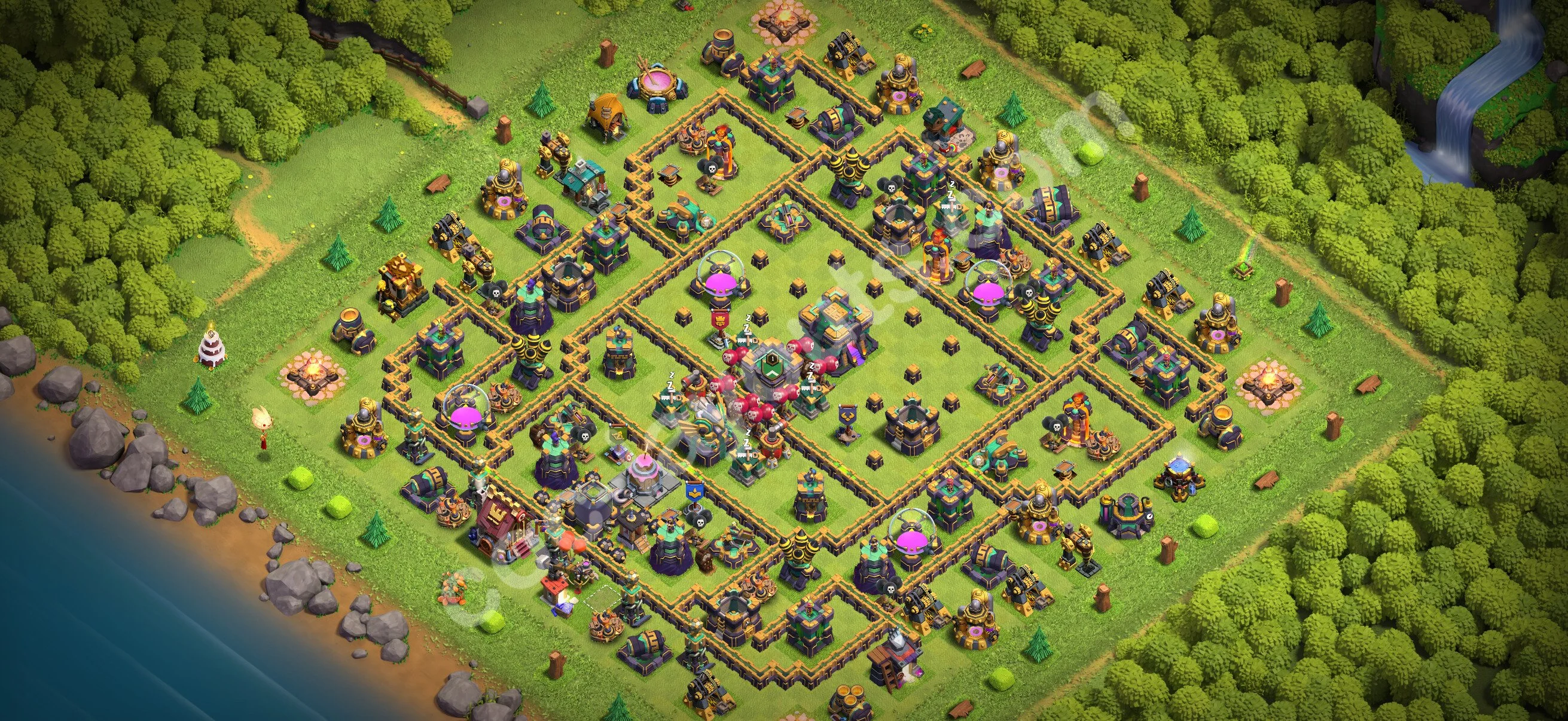 Anti 3 Stars Base TH14 with Link, Anti Air / Electro Dragon - best plan / layout / design - Clash of Clans 2026 - (#98) — Verdediging TH14