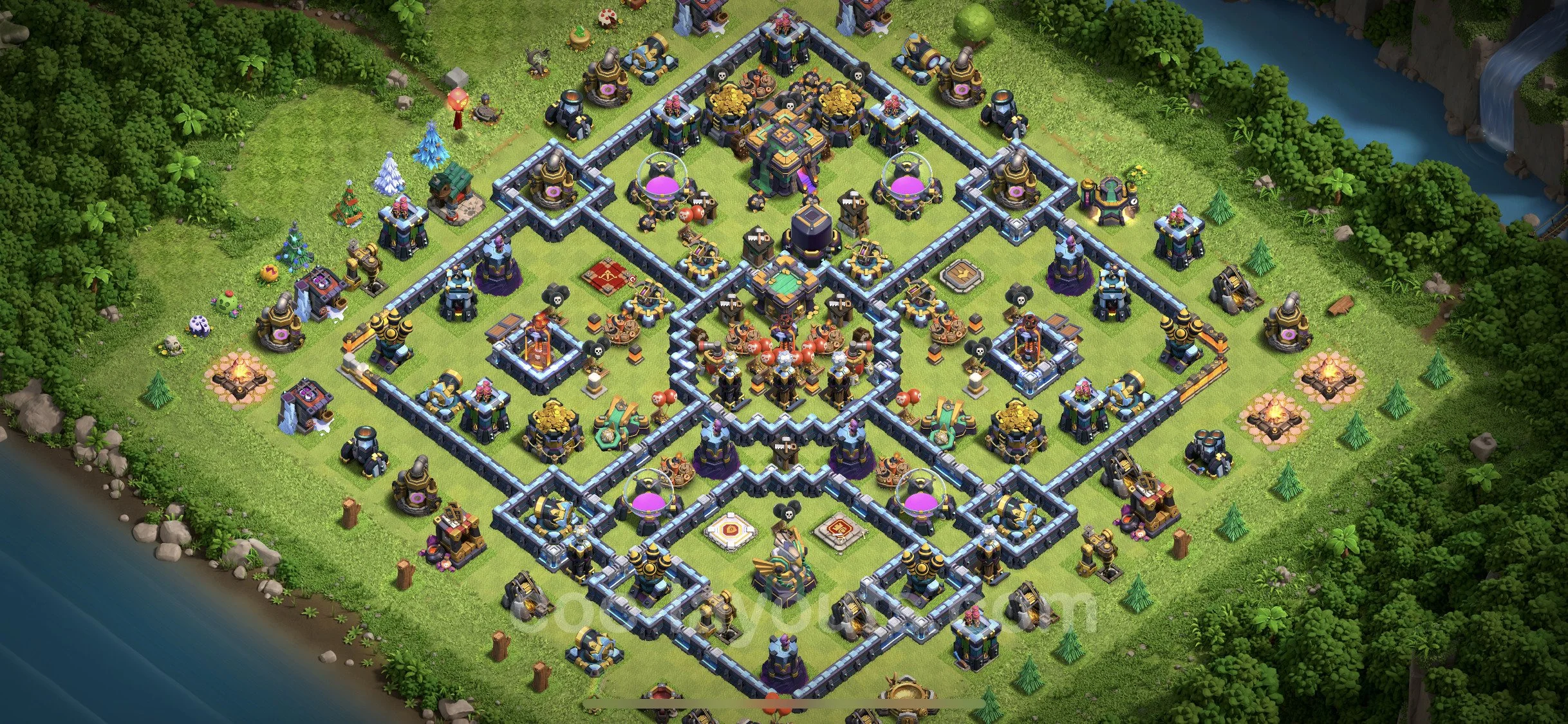 Farming Base TH14 with Link, Hybrid, Anti Everything - plan / layout / design - Clash of Clans - (#23)