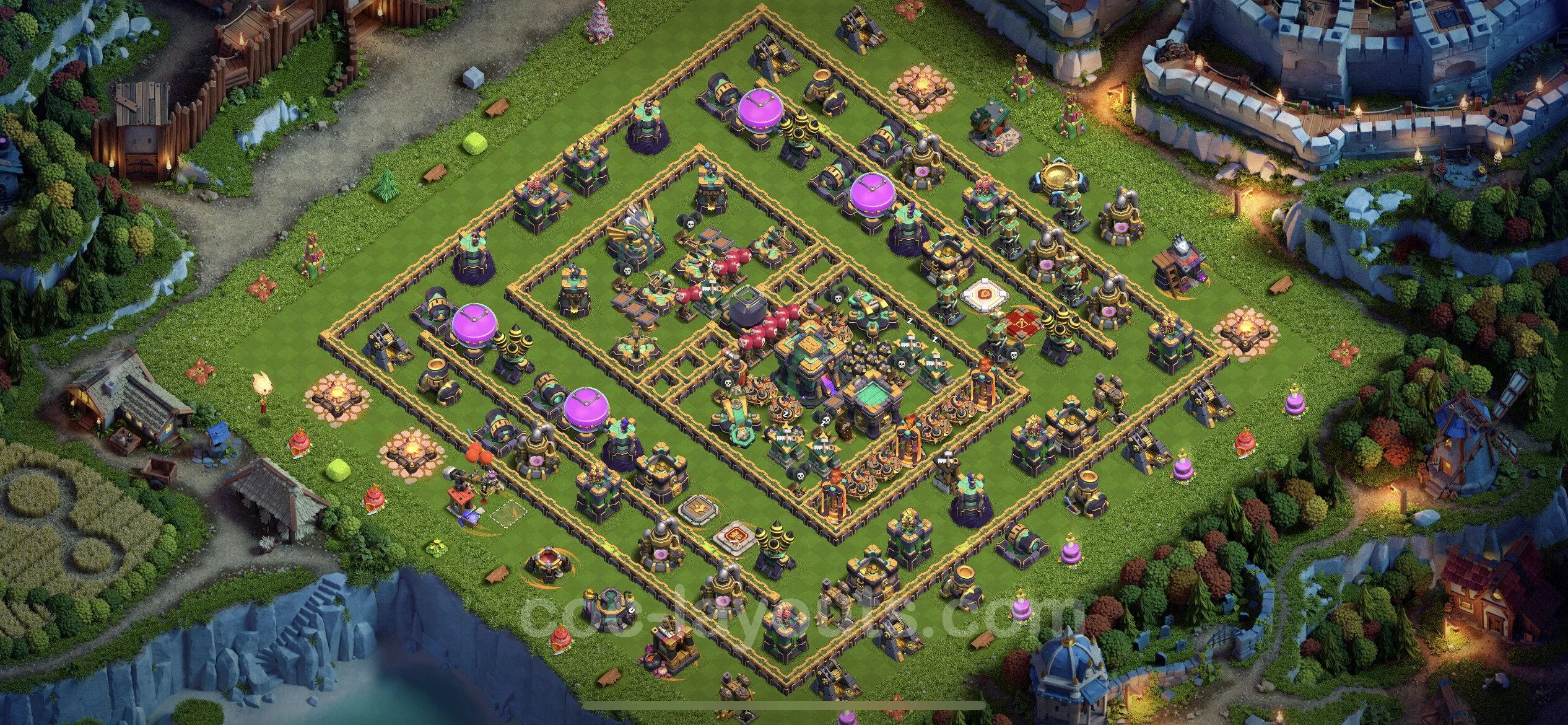 Farming Base TH14 with Link, Anti Air / Electro Dragon - plan / layout / design - Clash of Clans - (#30) — Farm TH14