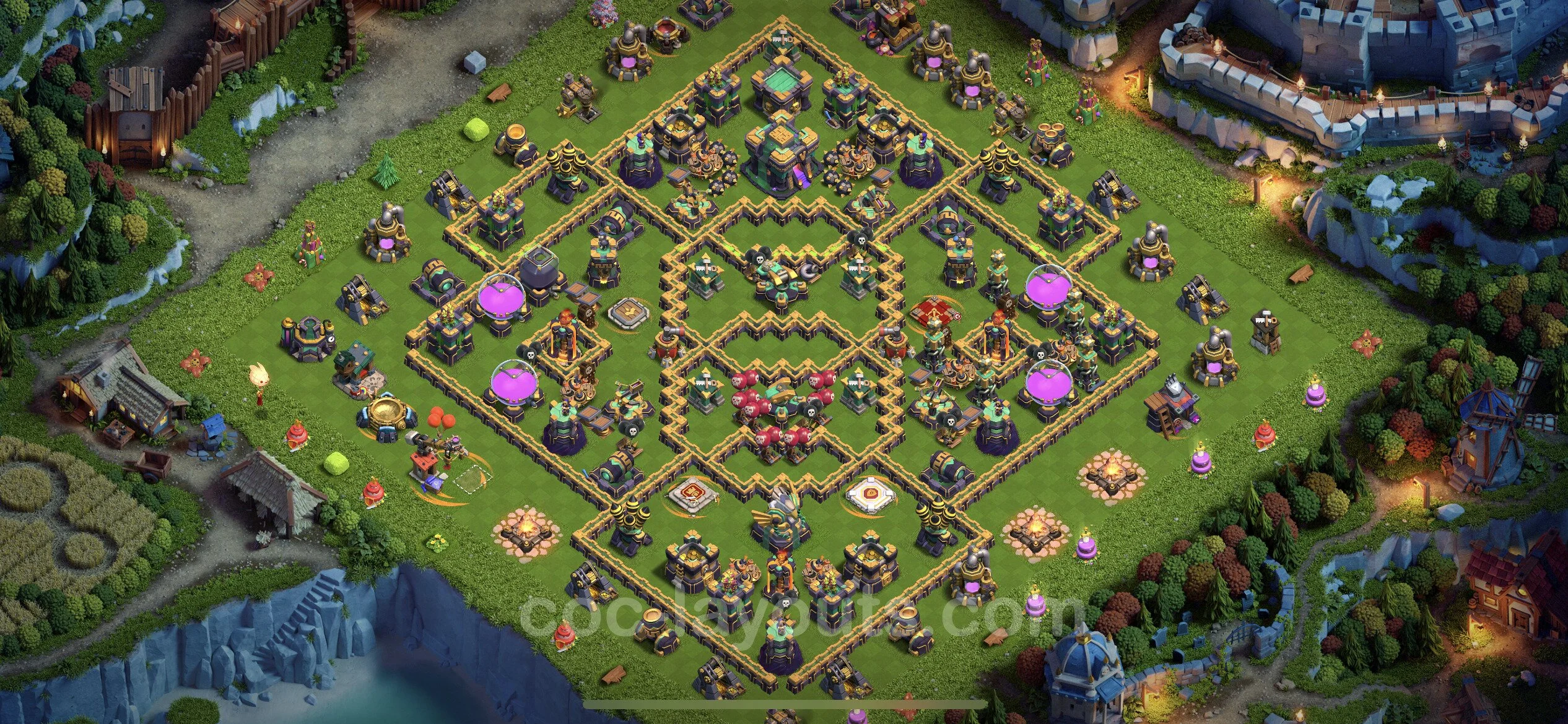 Farming Base TH14 with Link, Anti Everything, Hybrid - plan / layout / design - Clash of Clans - (#34) — Farma TH14