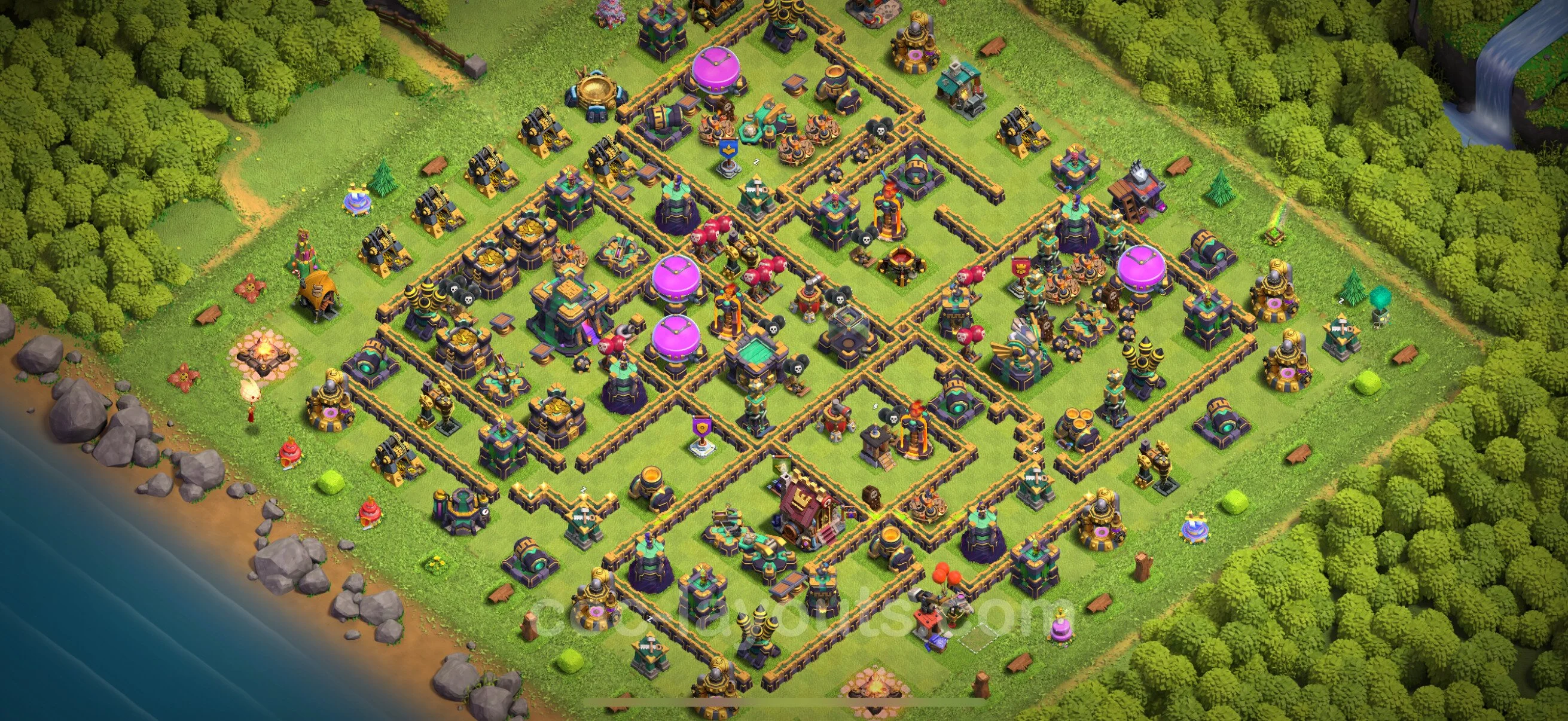 Farming Base TH14 with Link, Anti Air / Electro Dragon, Hybrid - plan / layout / design - Clash of Clans - (#40) — Farm TH14