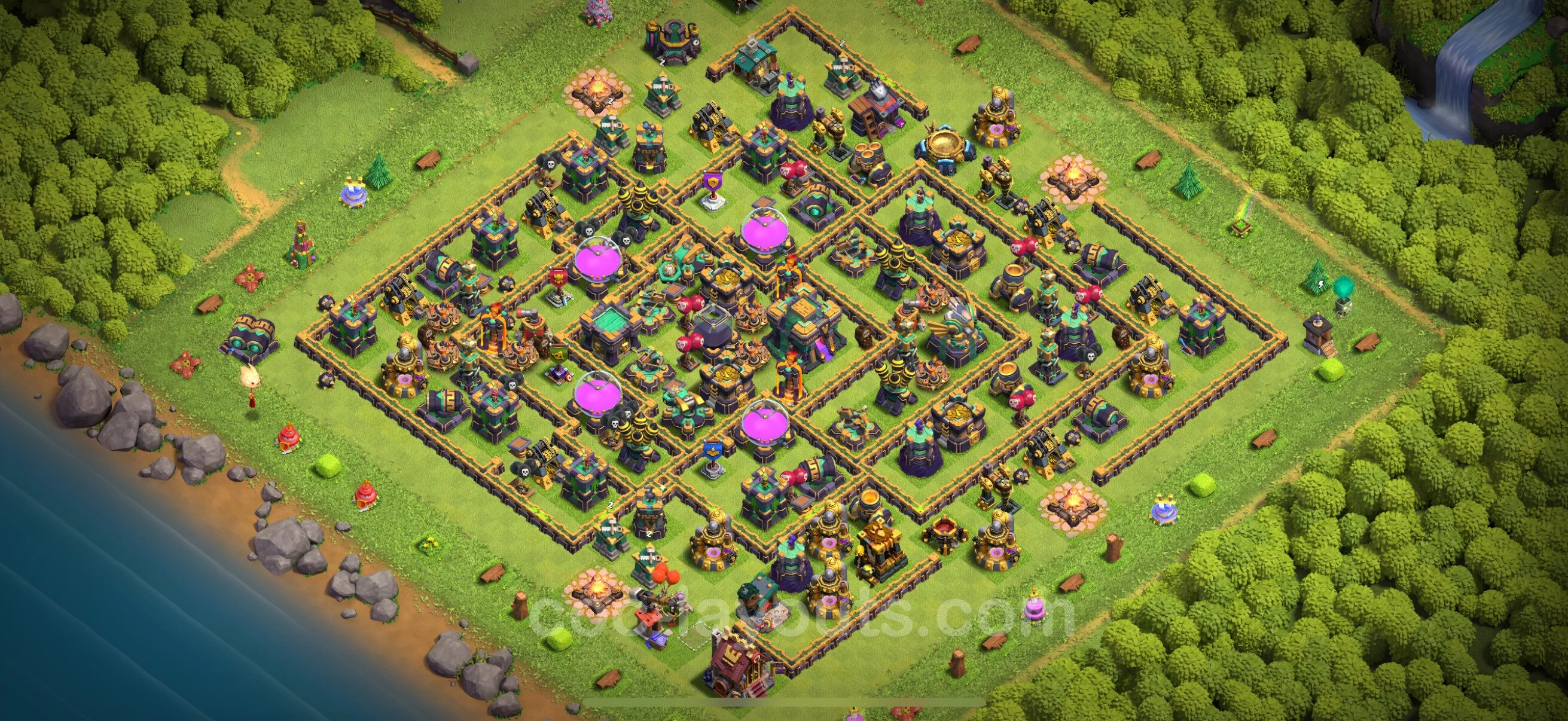 Farming Base TH14 with Link, Anti Air / Electro Dragon - plan / layout / design - Clash of Clans - (#44) — Çiftlik TH14