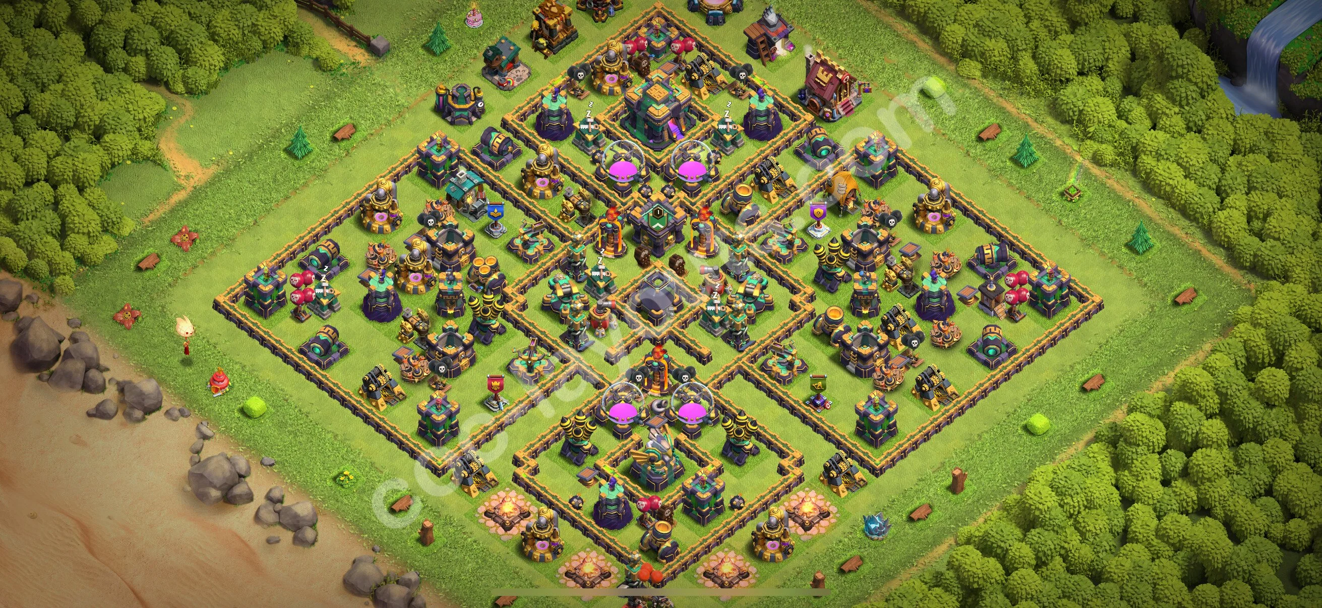 Farming Base TH14 with Link, Anti Air / Electro Dragon, Hybrid - plan / layout / design - Clash of Clans 2026 - (#48) — Farma TH14
