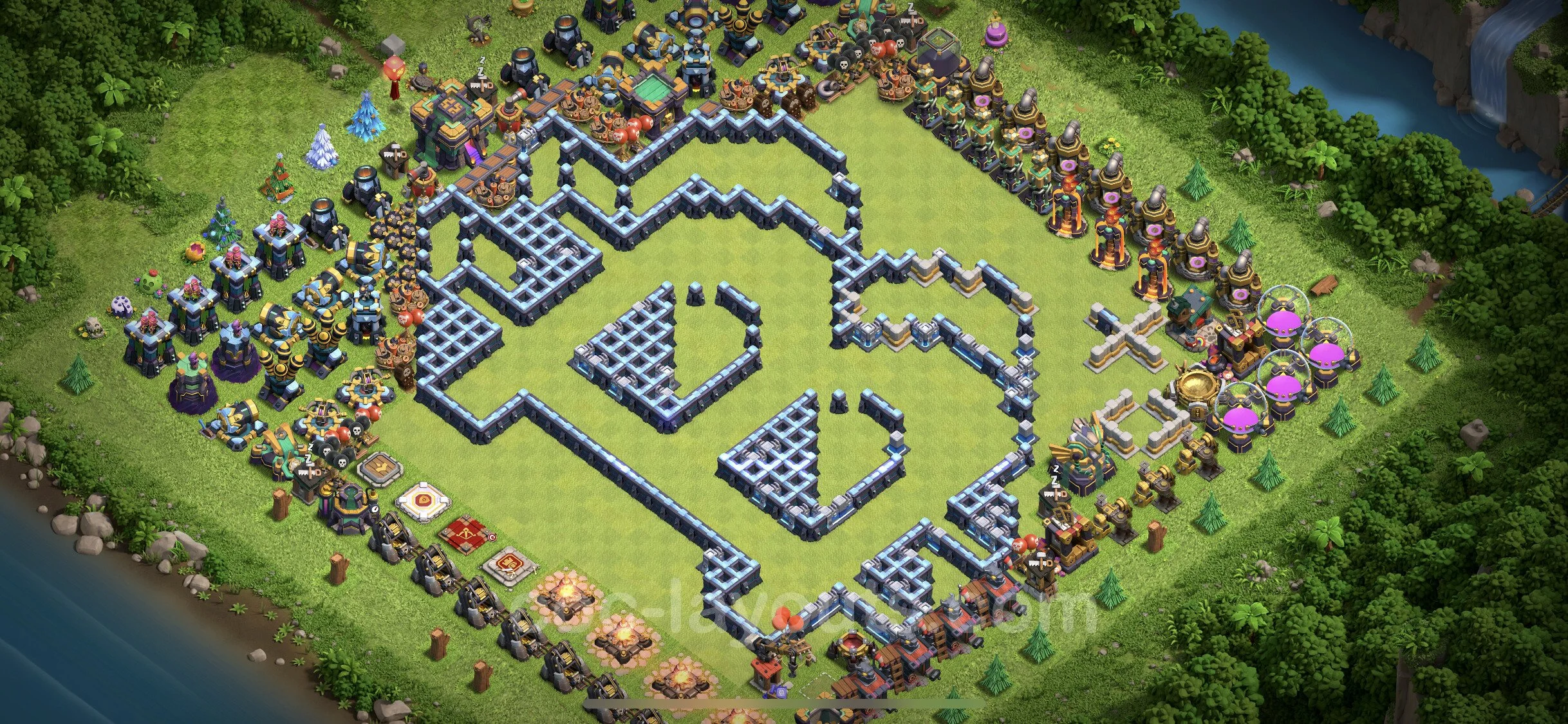 Top Troll Funny Base TH14 with Link - Funny Art Plan - Clash of Clans - (#12)
