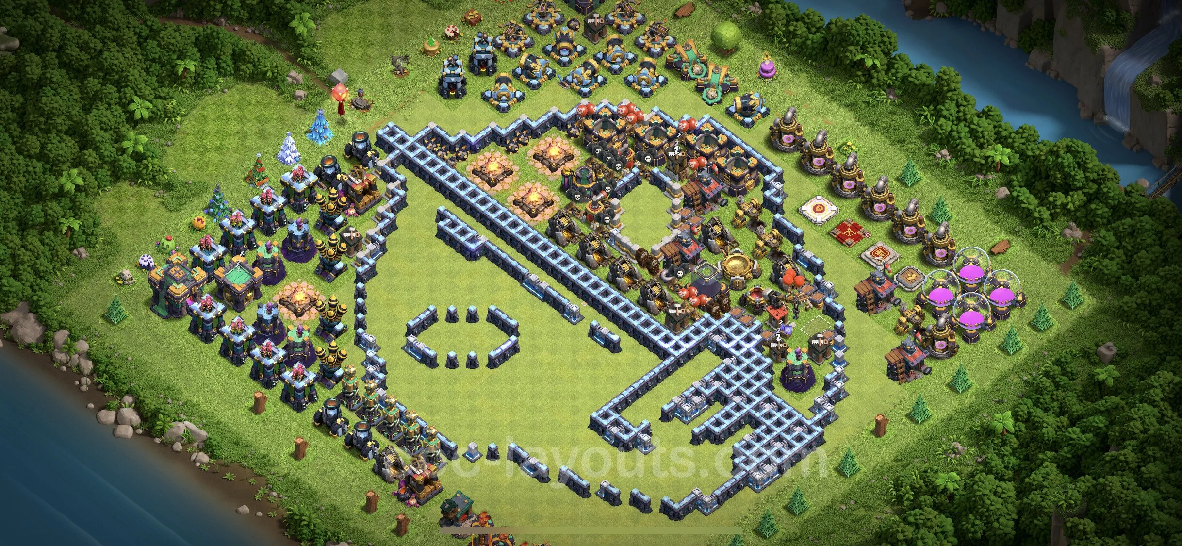 Top Troll Funny Base TH14 with Link - Funny Art Plan - Clash of Clans - (#13)