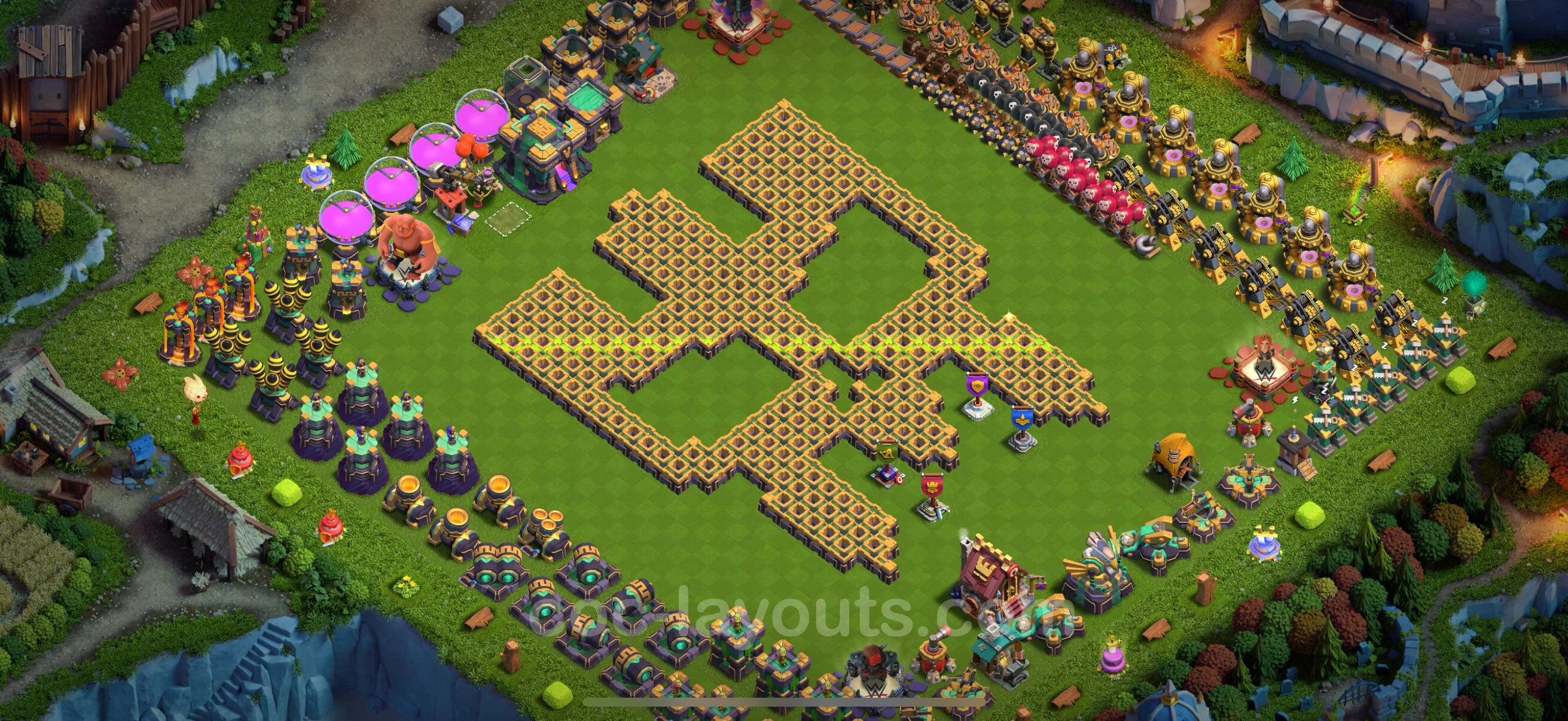 Top Troll Funny Base TH14 with Link - Funny Art Plan - Clash of Clans - (#35) — Spaß TH14