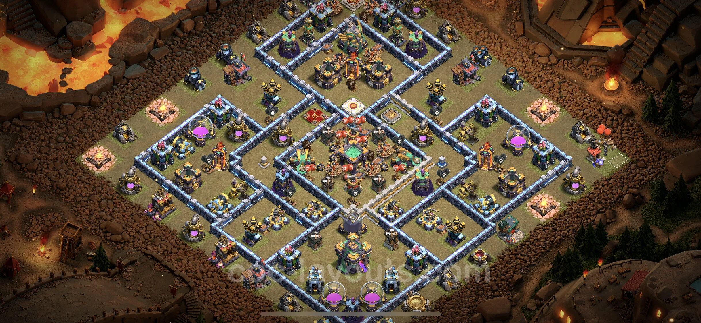Top War Base TH14 with Link, Hybrid - CWL Defence Plan - Clash of Clans - (#118) — Guerre BH14