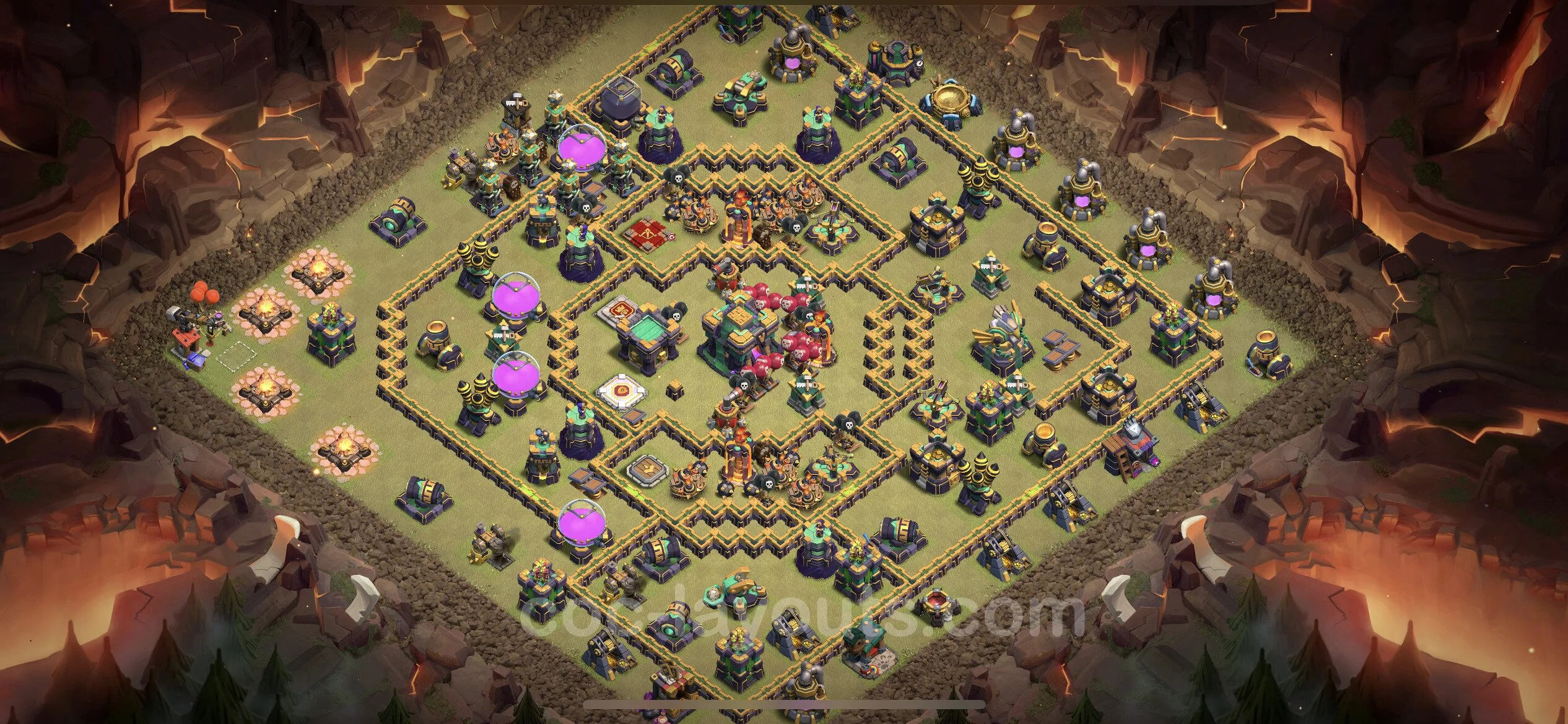 Top War Base TH14 with Link, Hybrid - Anti 3 Stars CWL Plan - Clash of Clans - (#148) — Krieg BH14