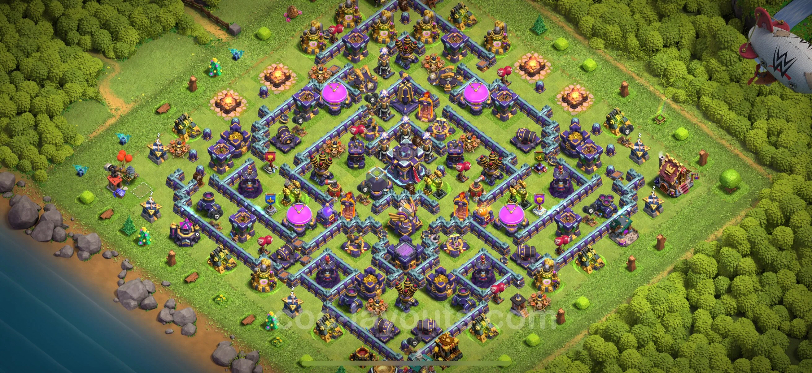 Anti 2 Stars Base TH15 with Link, Anti Air / Electro Dragon - best plan / layout / design - Clash of Clans - (#66) — Défense TH15