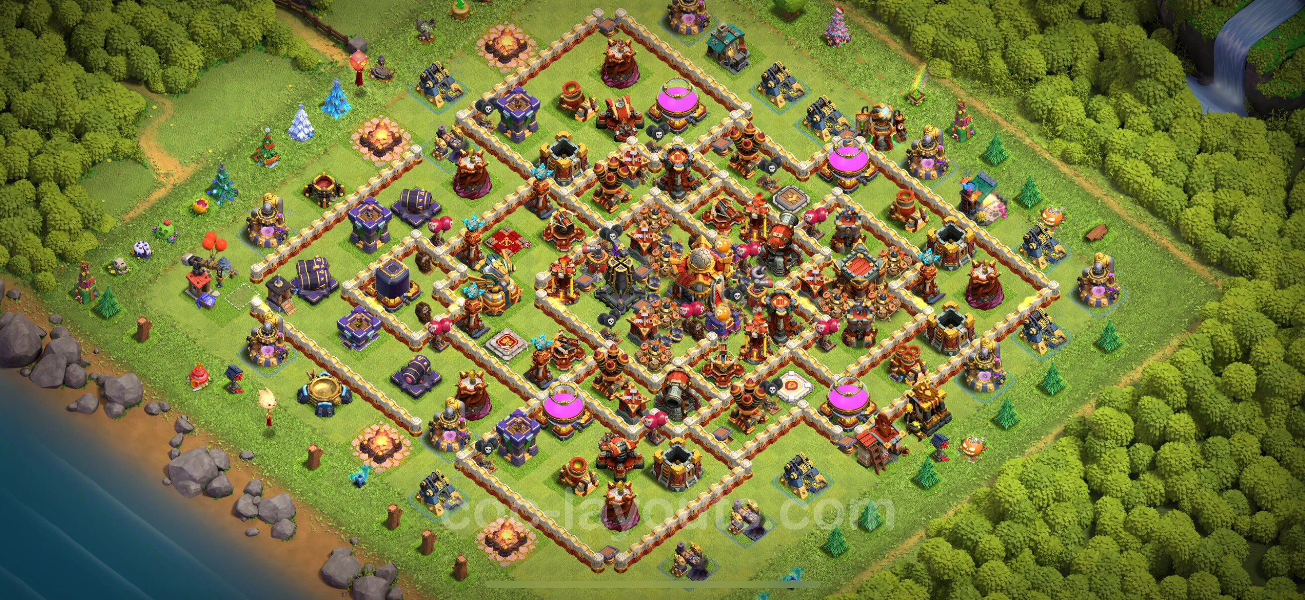Anti 2 Stars Base TH16 with Link, Hybrid - best plan / layout / design - Clash of Clans - (#12) — Verteidigung TH16