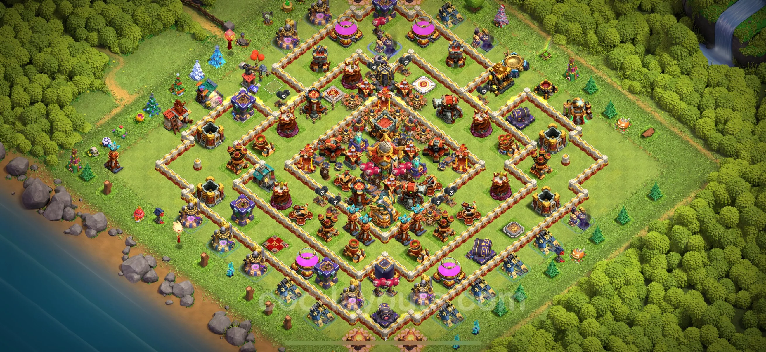 Top Base TH16 with Link, Hybrid - Anti Everything Defence Plan - Clash of Clans - (#13) — Защита TH16