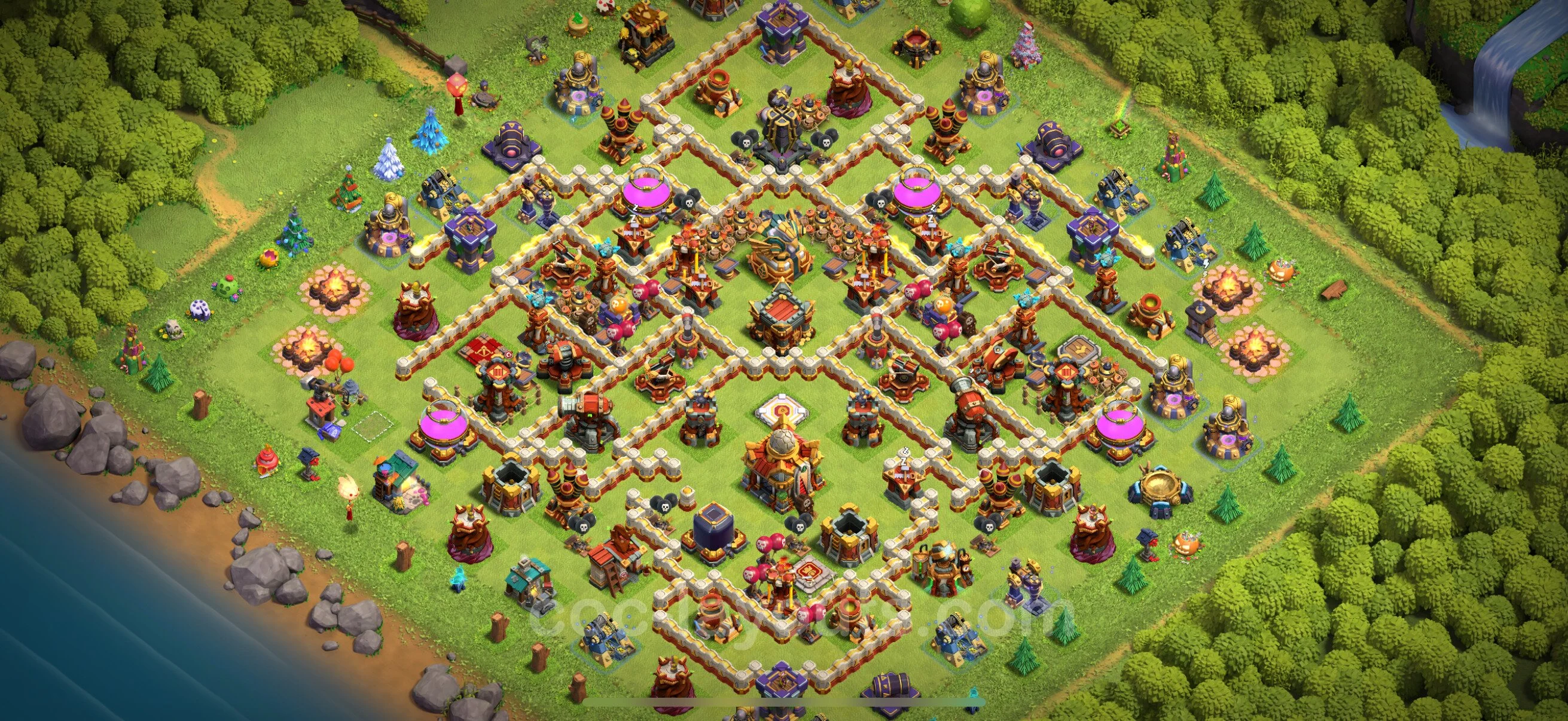 Defense (Trophy) Base TH16 with Link - plan / layout / design - Clash of Clans - (#14) — Verteidigung TH16
