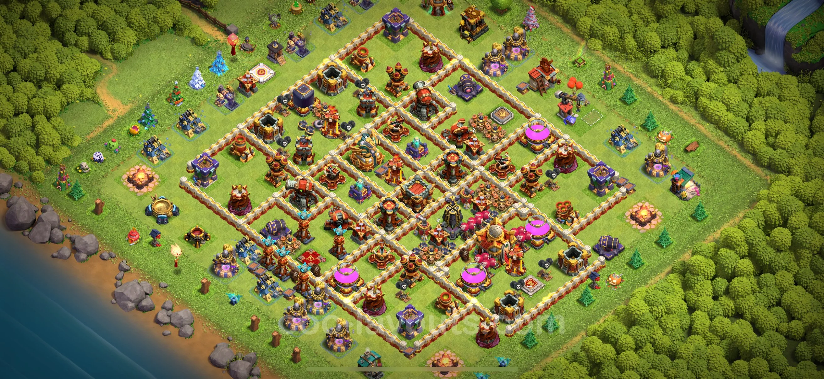 Base TH16 with Link, Hybrid - Anti Dragon Defence Plan / Anti Air - Clash of Clans - (#15) — Obrona TH16