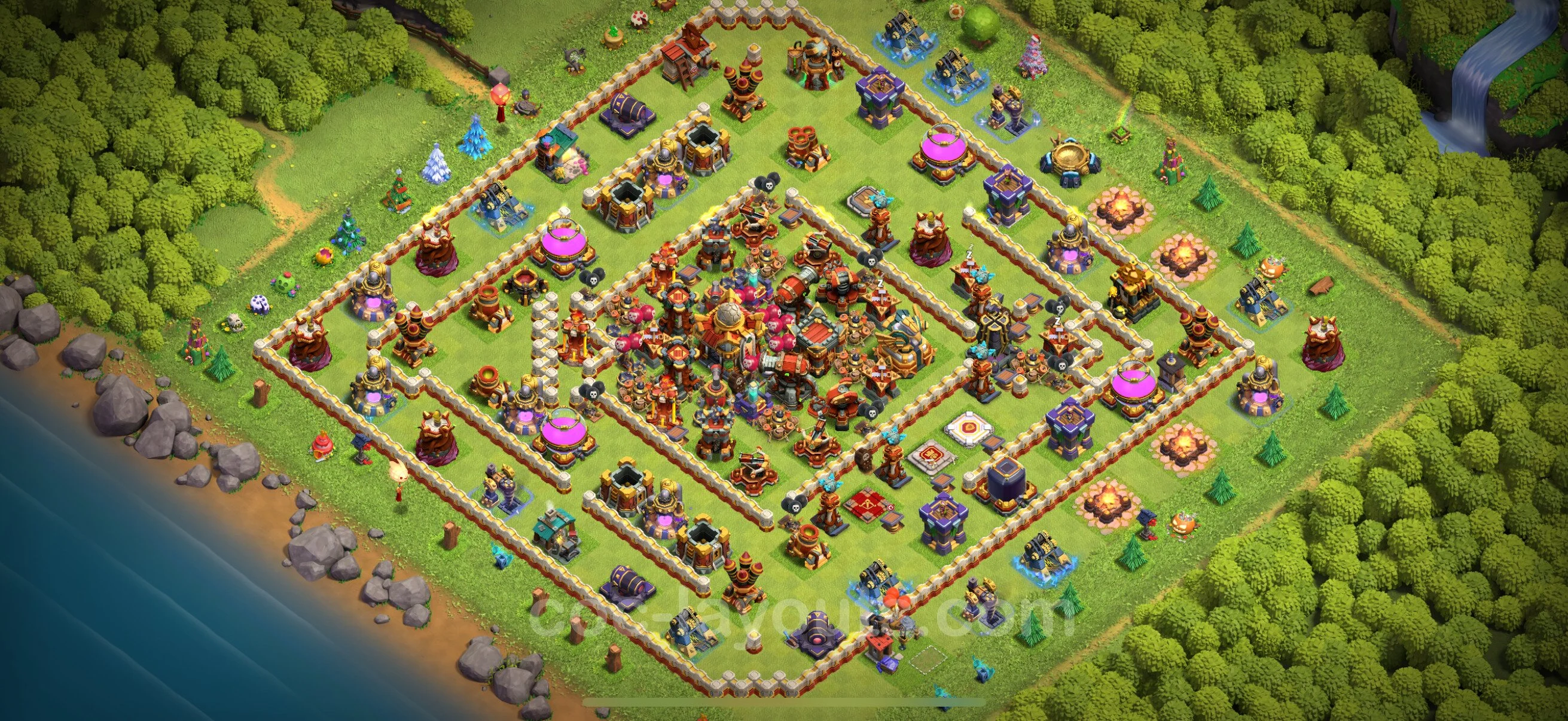 Defense (Trophy) Base TH16 with Link, Legend League, Hybrid - plan / layout / design - Clash of Clans - (#16) — Défense TH16