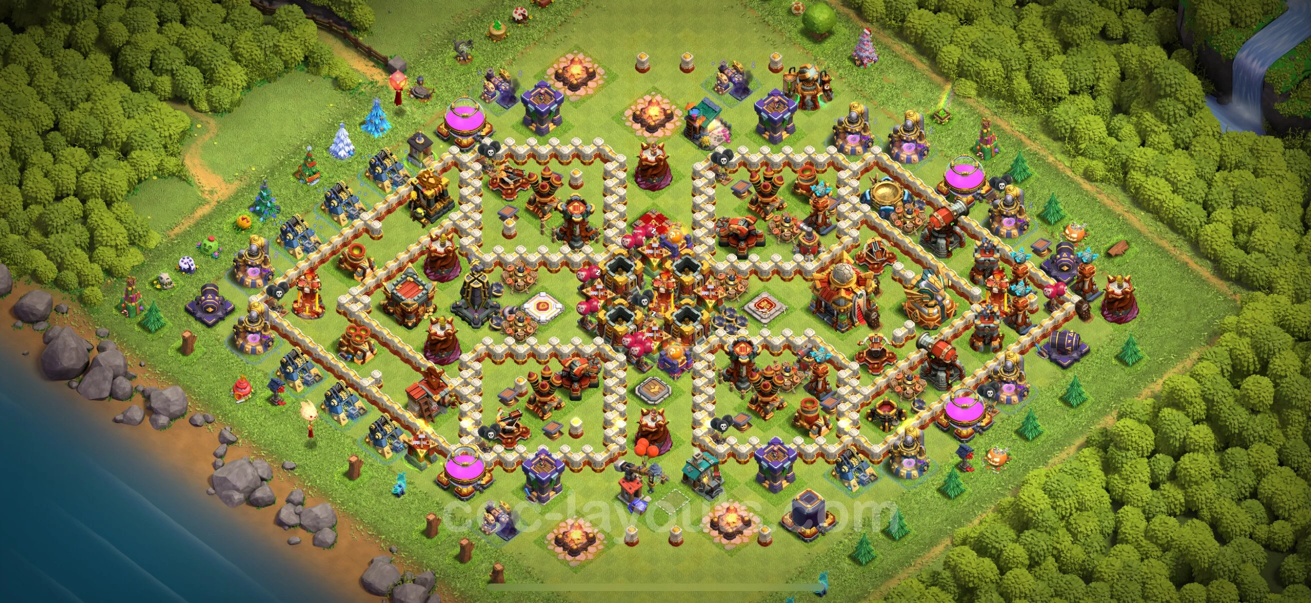 Anti 3 Stars Base TH16 with Link - best plan / layout / design - Clash of Clans - (#19) — Defense TH16