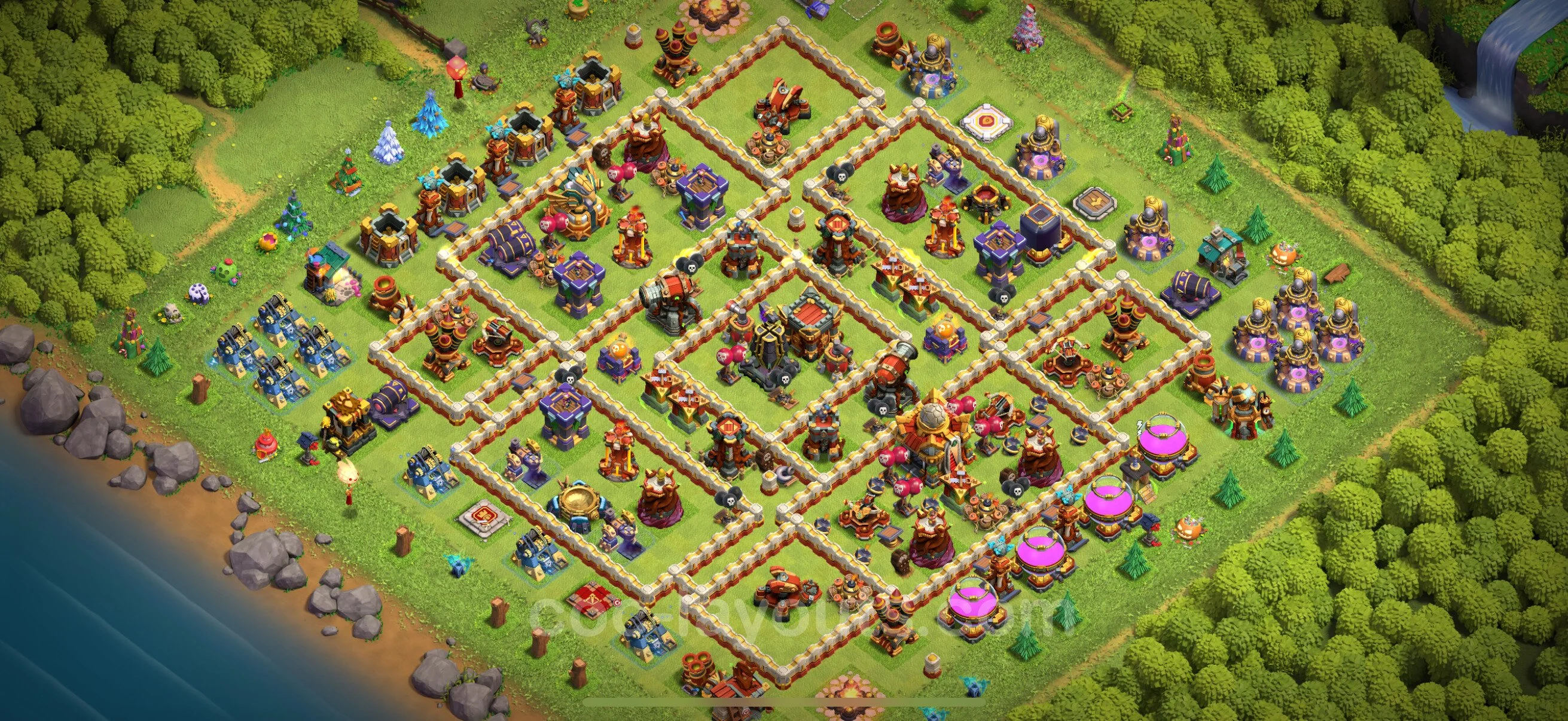 Defense (Trophy) Base TH16 with Link - plan / layout / design - Clash of Clans - (#30) — Obrona TH16