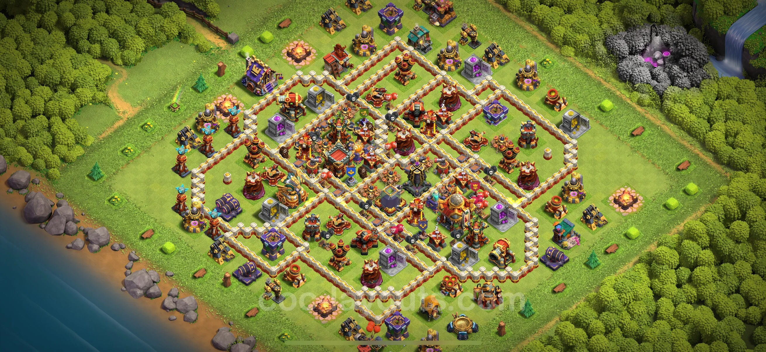 Anti 3 Stars Base TH16 with Link - best plan / layout / design - Clash of Clans - (#34) — Захист TH16
