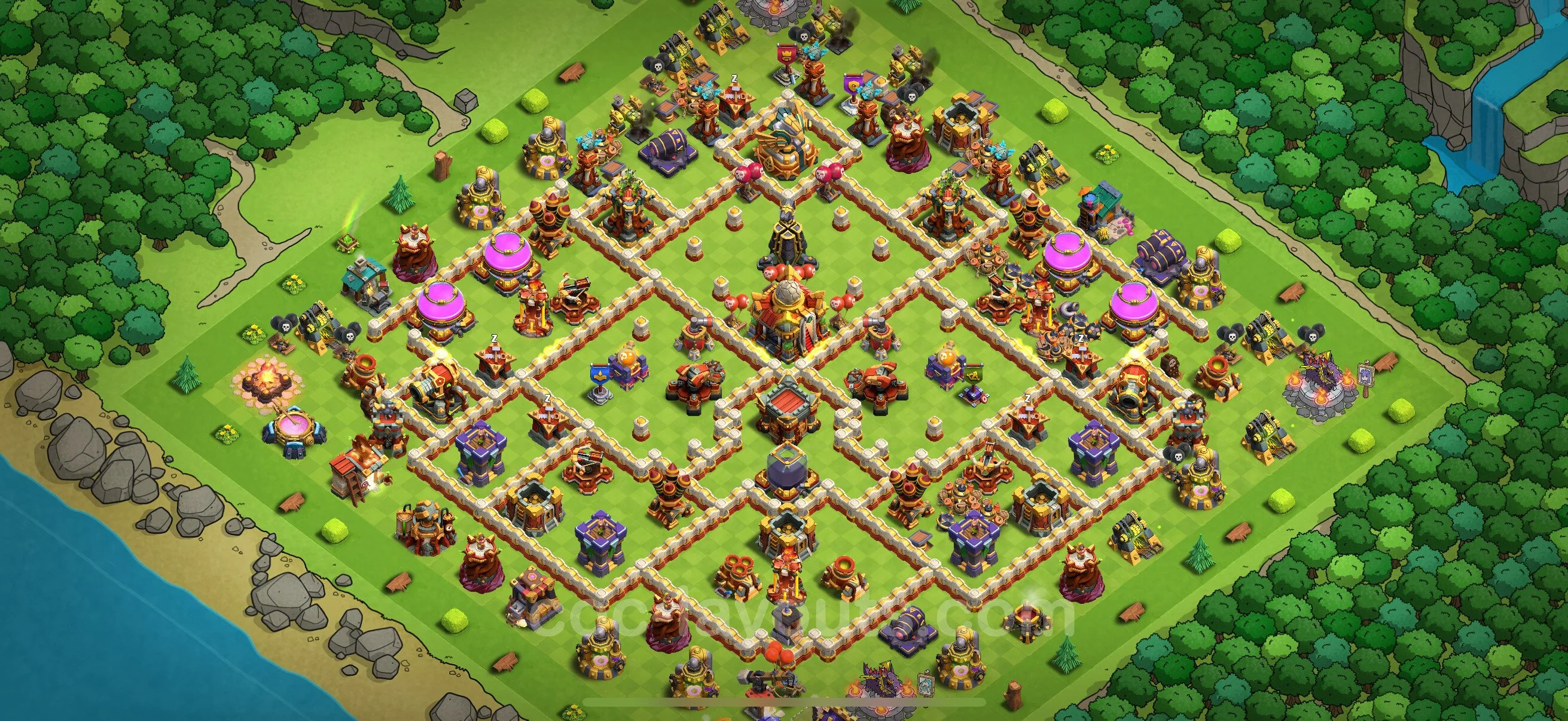 Anti 2 Stars Base TH16 with Link, Hybrid - best plan / layout / design - Clash of Clans - (#35) — Verteidigung TH16
