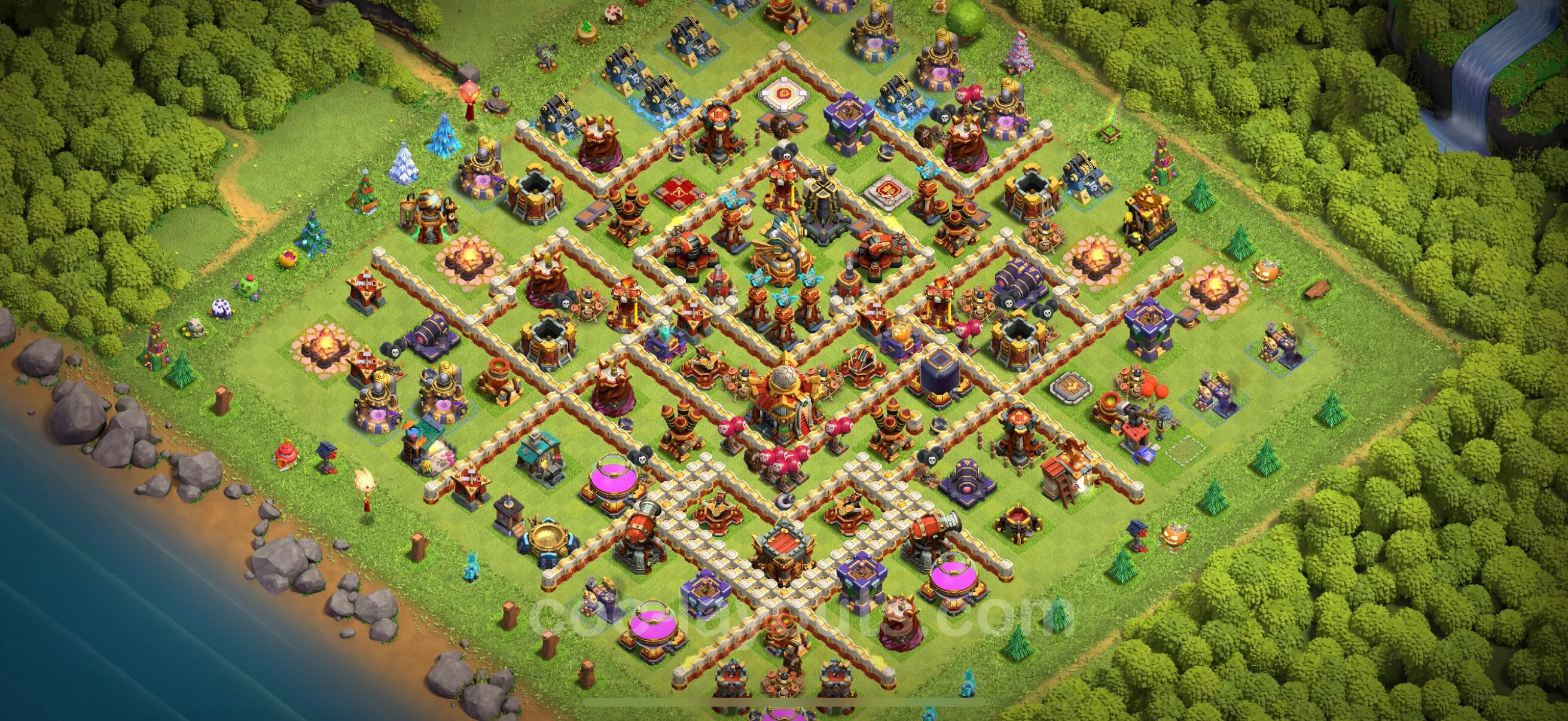 Base TH16 with Link - Anti Dragon Defence Plan / Anti Air - Clash of Clans - (#4)