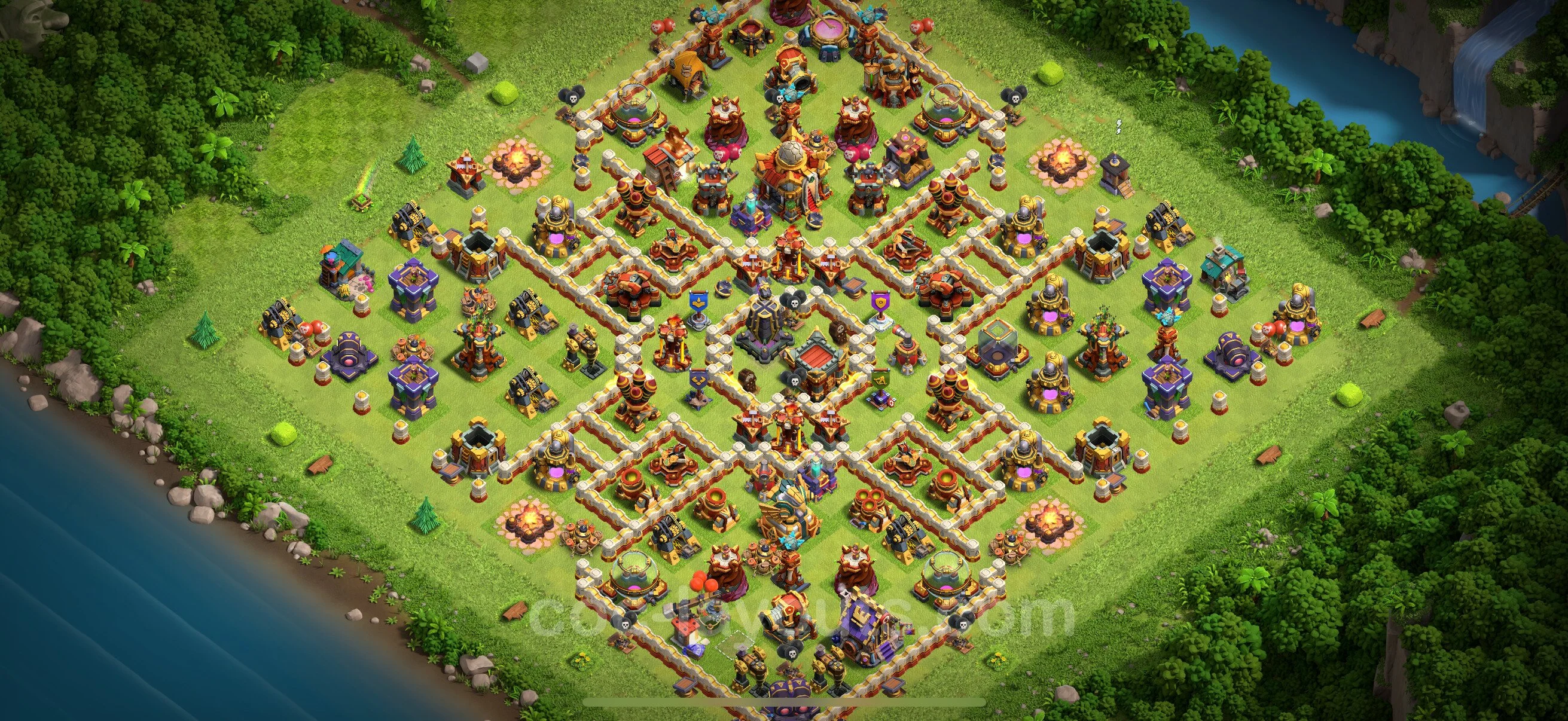 Defense (Trophy) Base TH16 with Link - plan / layout / design - Clash of Clans - (#44) — Defense TH16