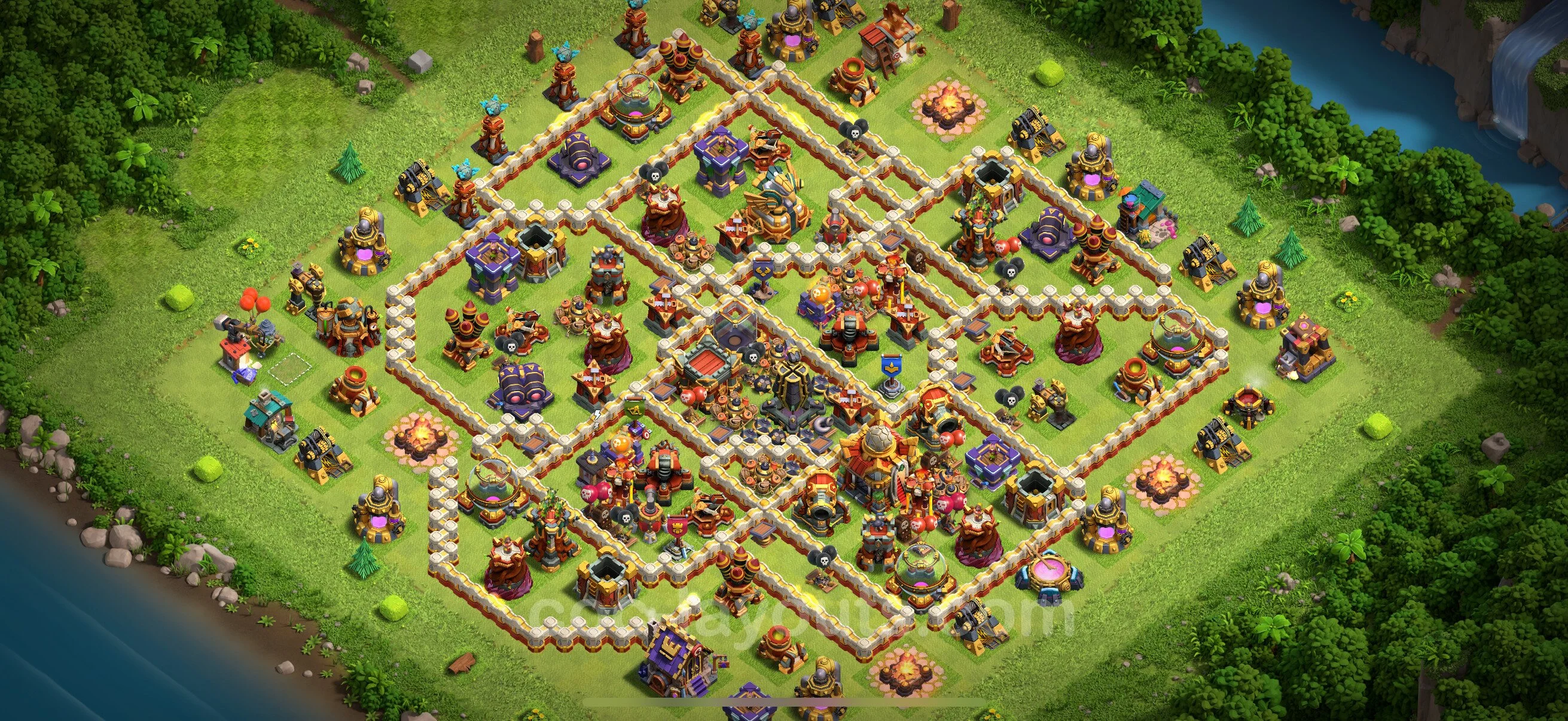Anti 3 Stars Base TH16 with Link, Hybrid - best plan / layout / design - Clash of Clans 2026 - (#48) — Защита TH16