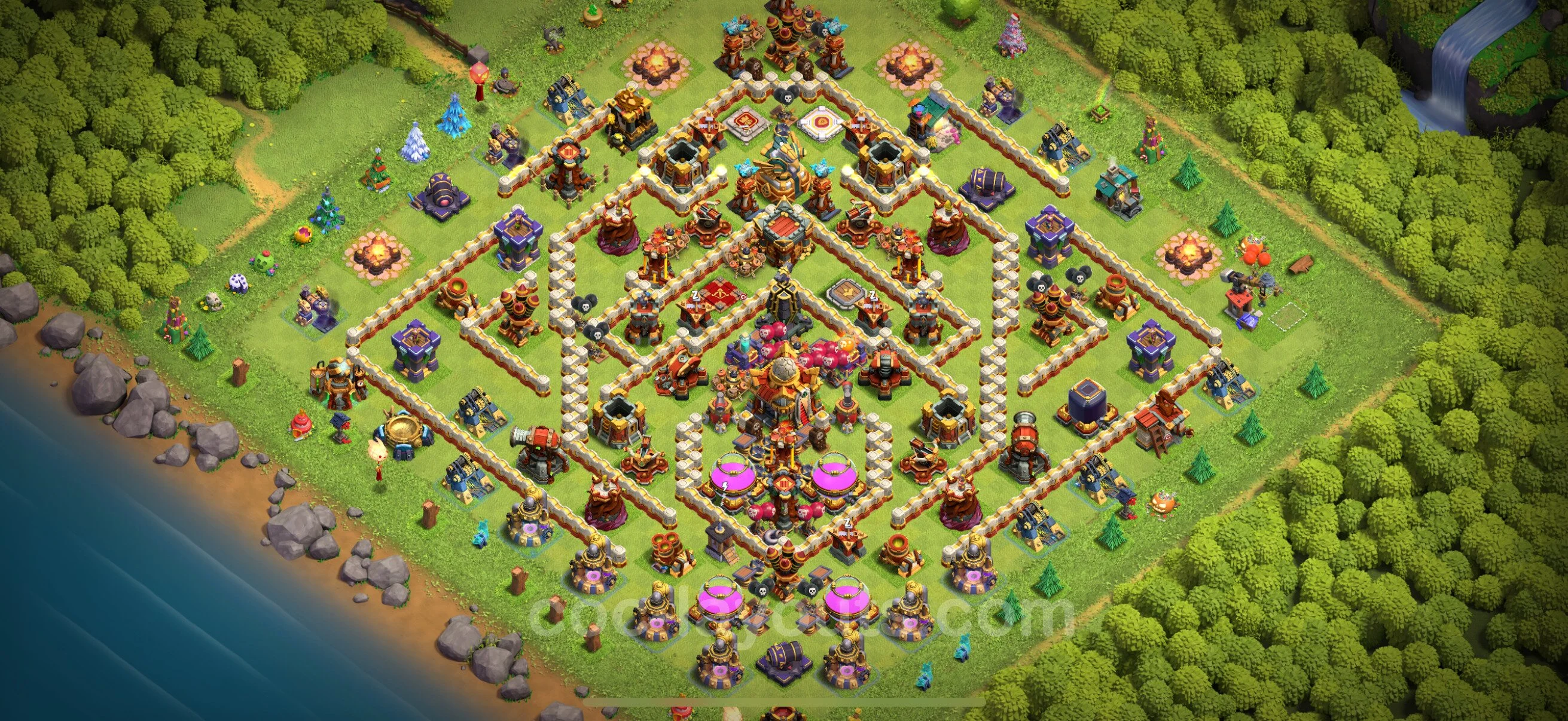 Anti 2 Stars Base TH16 with Link - best plan / layout / design - Clash of Clans - (#5)