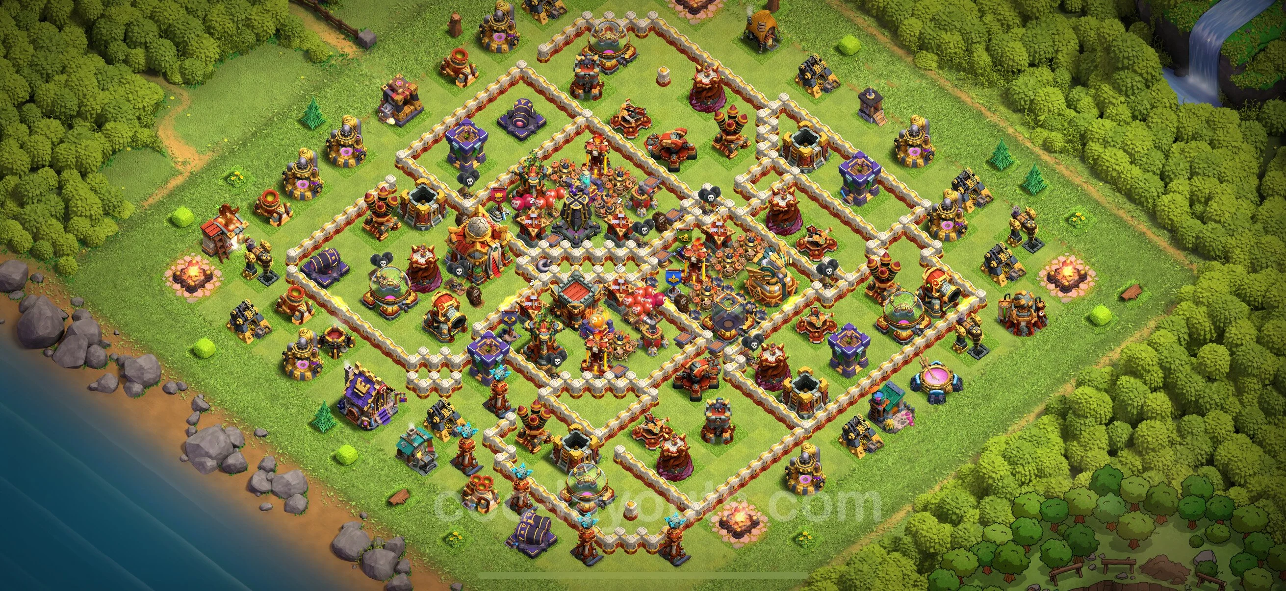 Anti 3 Stars Base TH16 with Link, Hybrid - best plan / layout / design - Clash of Clans 2026 - (#50) — Защита TH16