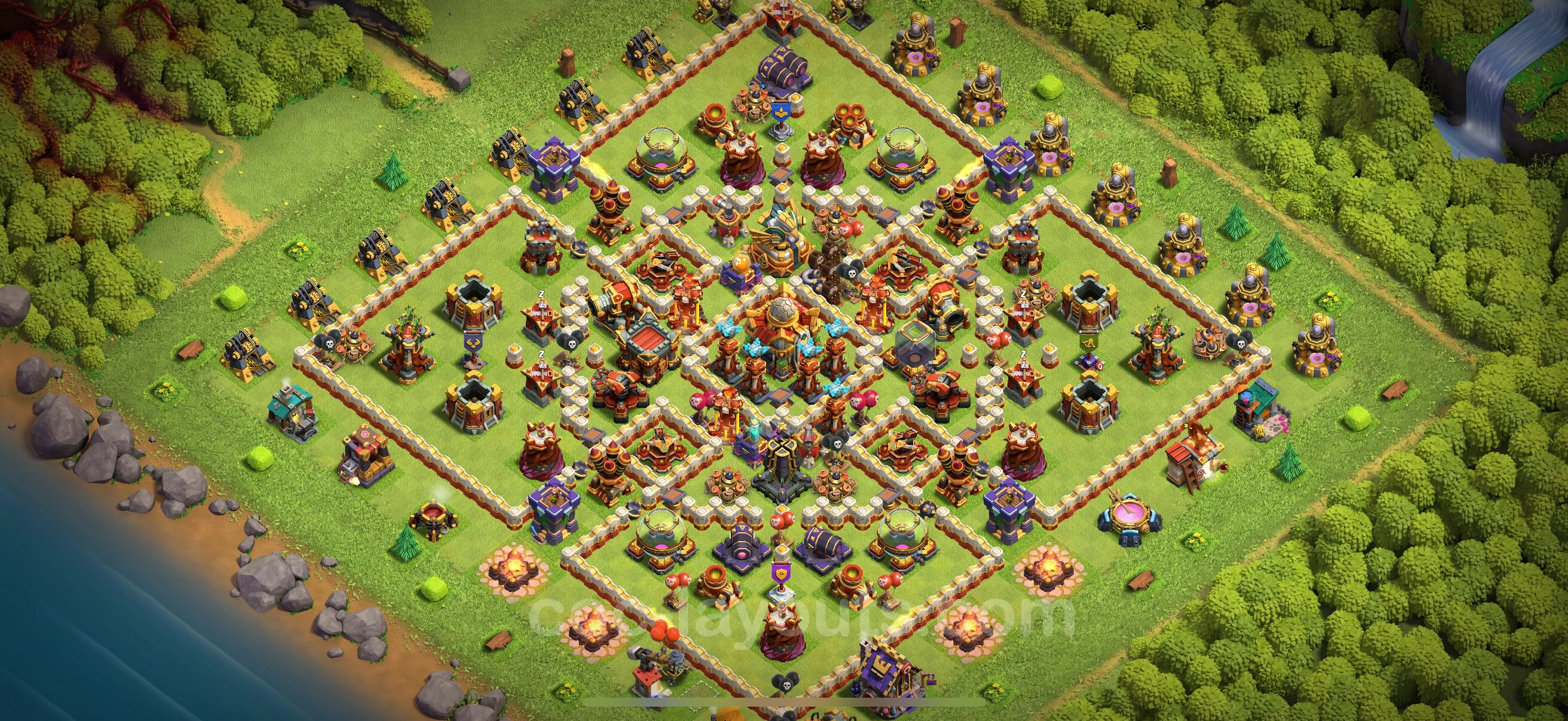 Anti 2 Stars Base TH16 with Link, Hybrid - best plan / layout / design - Clash of Clans 2026 - (#52) — Obrona TH16