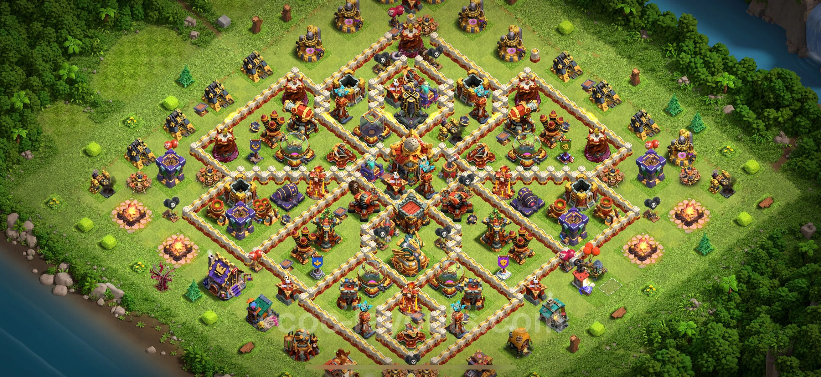 Anti 2 Stars Base TH16 with Link, Hybrid - best plan / layout / design - Clash of Clans 2026 - (#60) — Verdediging TH16