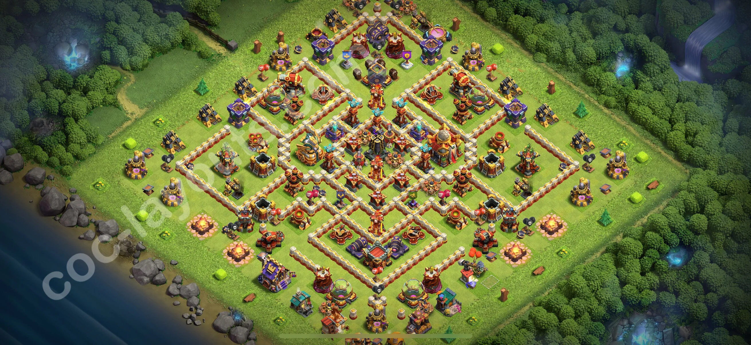 Defense (Trophy) Base TH16 with Link, Anti Air / Electro Dragon - plan / layout / design - Clash of Clans 2026 - (#65) — Obrona TH16