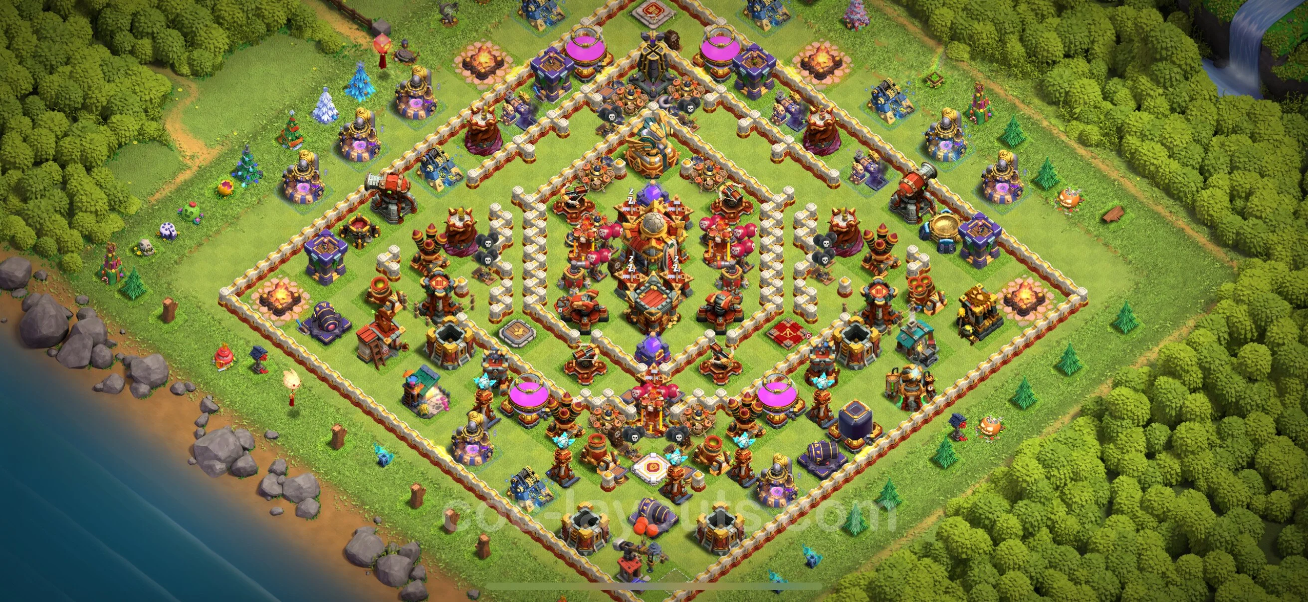 Base TH16 with Link - Anti Dragon Defence Plan / Anti Air - Clash of Clans - (#7)