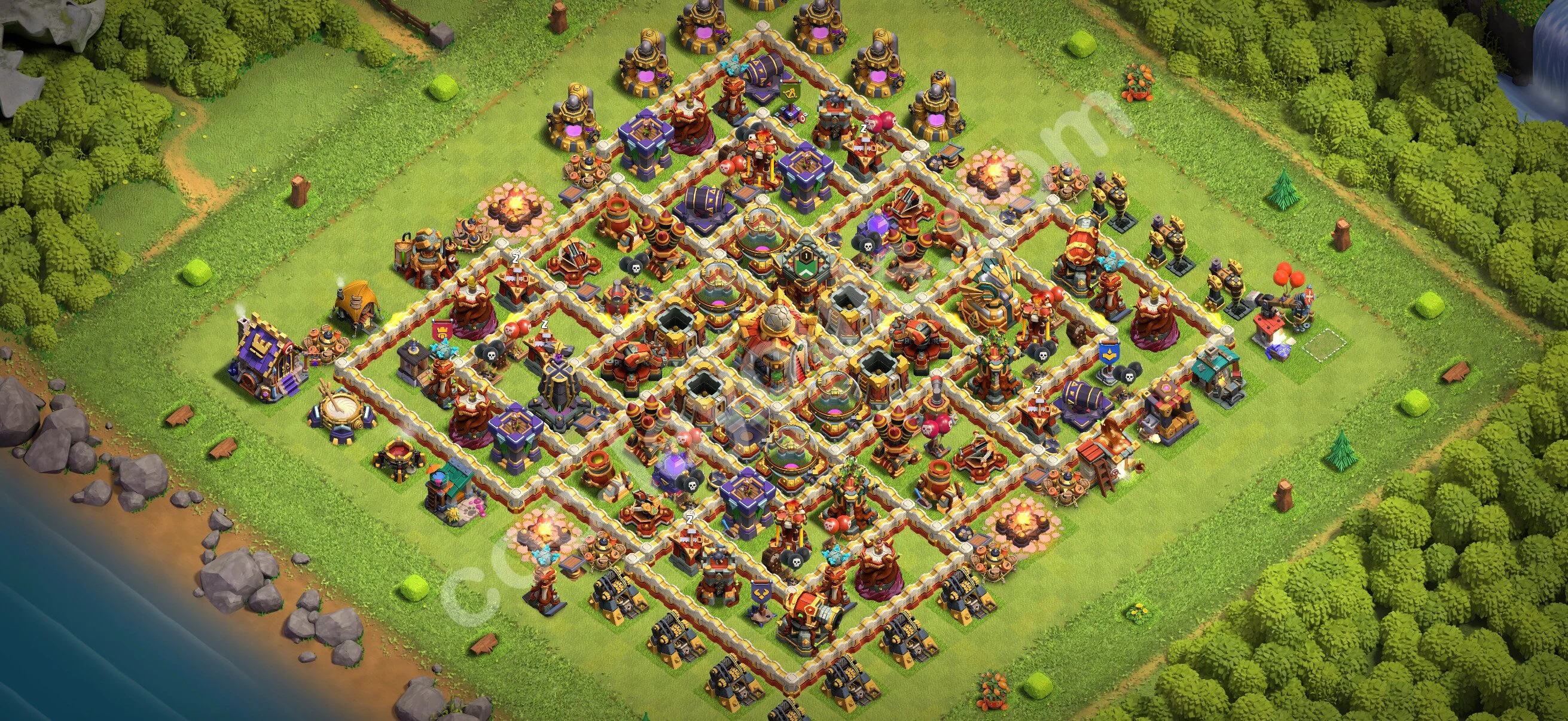 Defense (Trophy) Base TH16 with Link - plan / layout / design - Clash of Clans 2026 - (#70) — Verdediging TH16