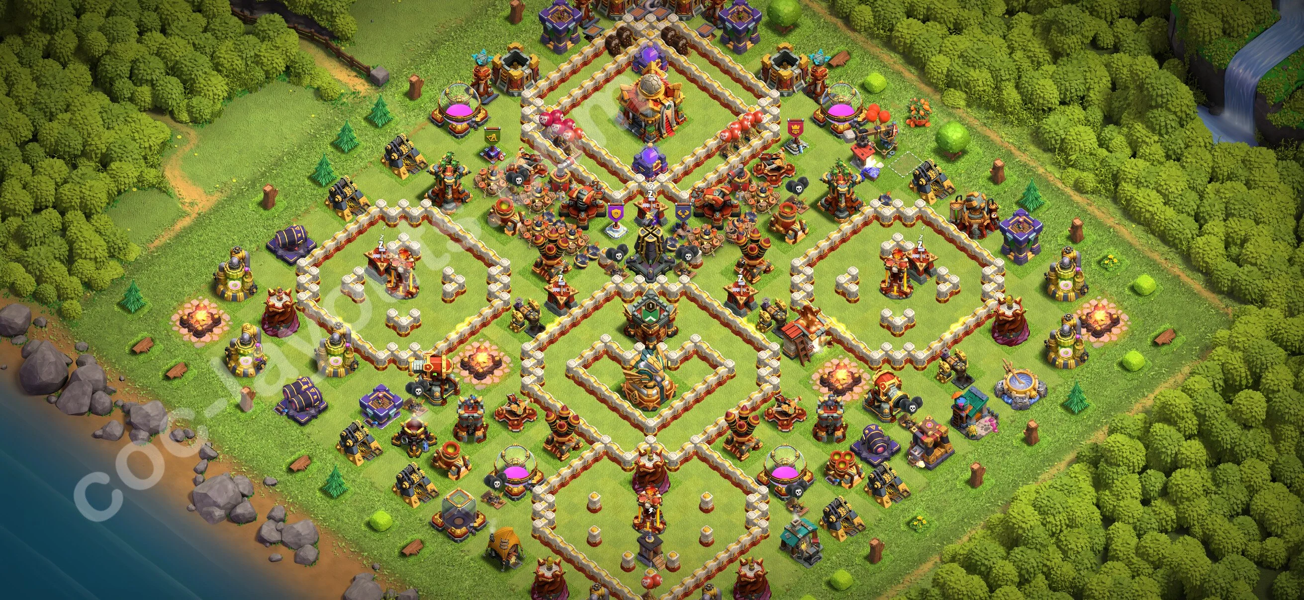 Anti 3 Stars Base TH16 with Link - best plan / layout / design - Clash of Clans 2026 - (#79) — Verdediging TH16