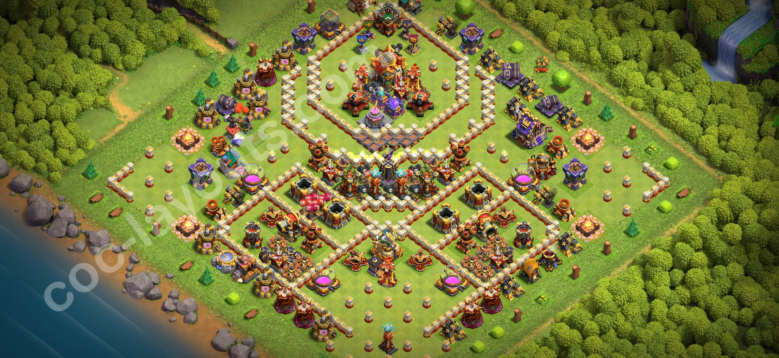 Anti 2 Stars Base TH16 with Link - best plan / layout / design - Clash of Clans 2026 - (#82) — Verdediging TH16